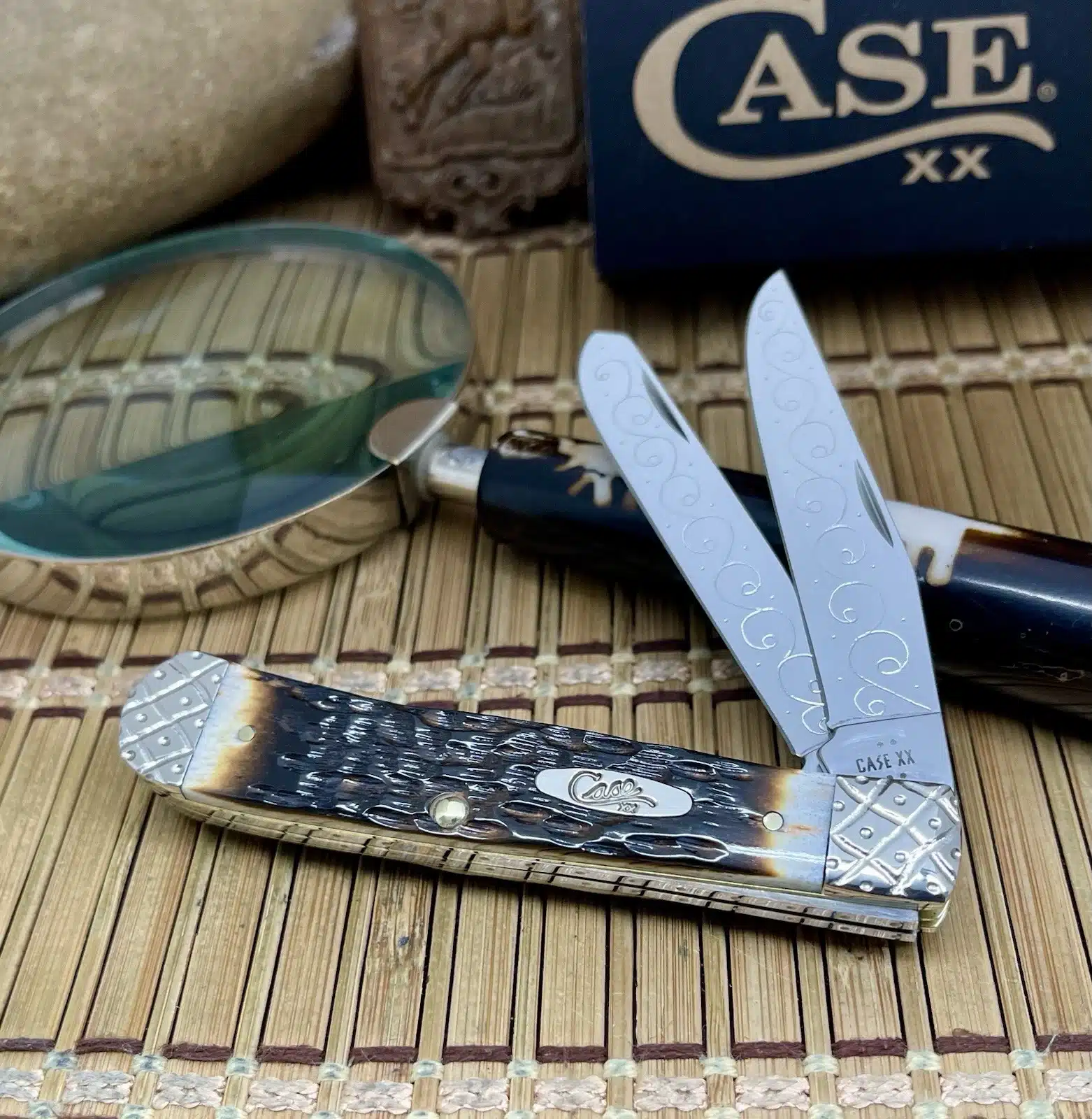 CUSTOM Case XX Trapper - Hand-Fired Amber Bone Pocket Clip - Collectible #27 - Image 6