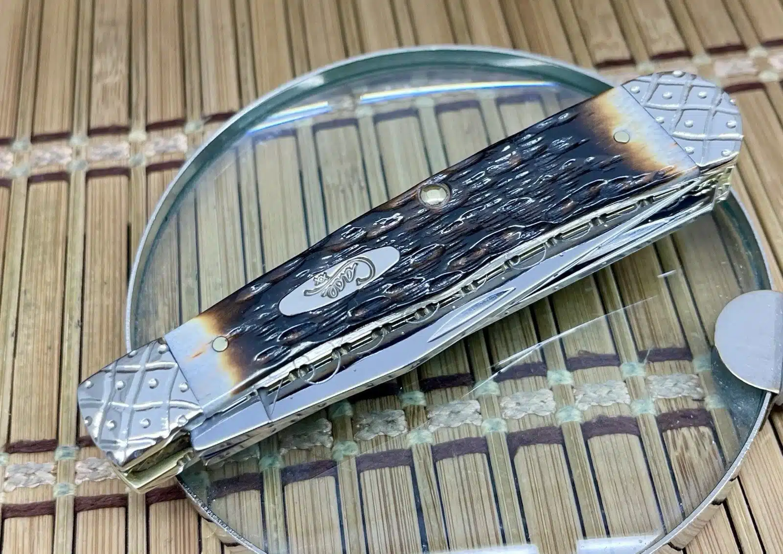 CUSTOM Case XX Trapper - Hand-Fired Amber Bone Pocket Clip - Collectible #27 - Image 5