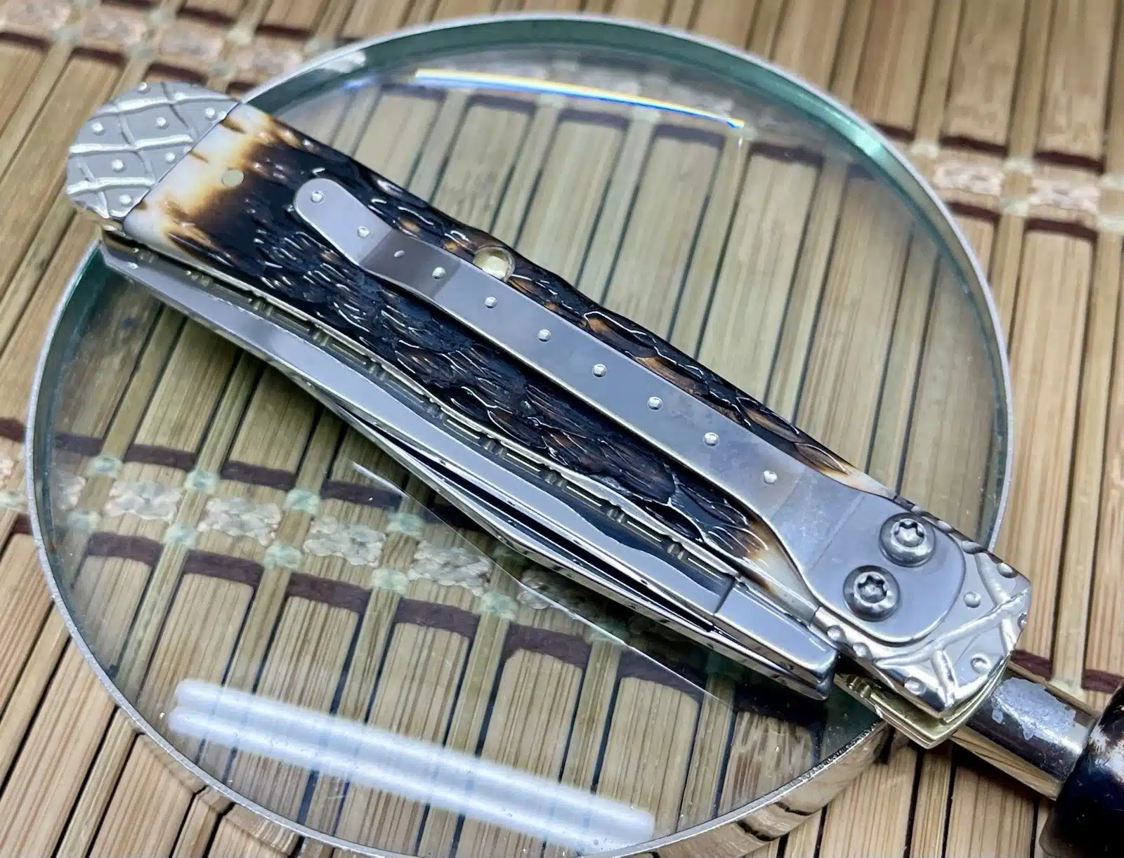 CUSTOM Case XX Trapper - Hand-Fired Amber Bone Pocket Clip - Collectible #27 - Image 4