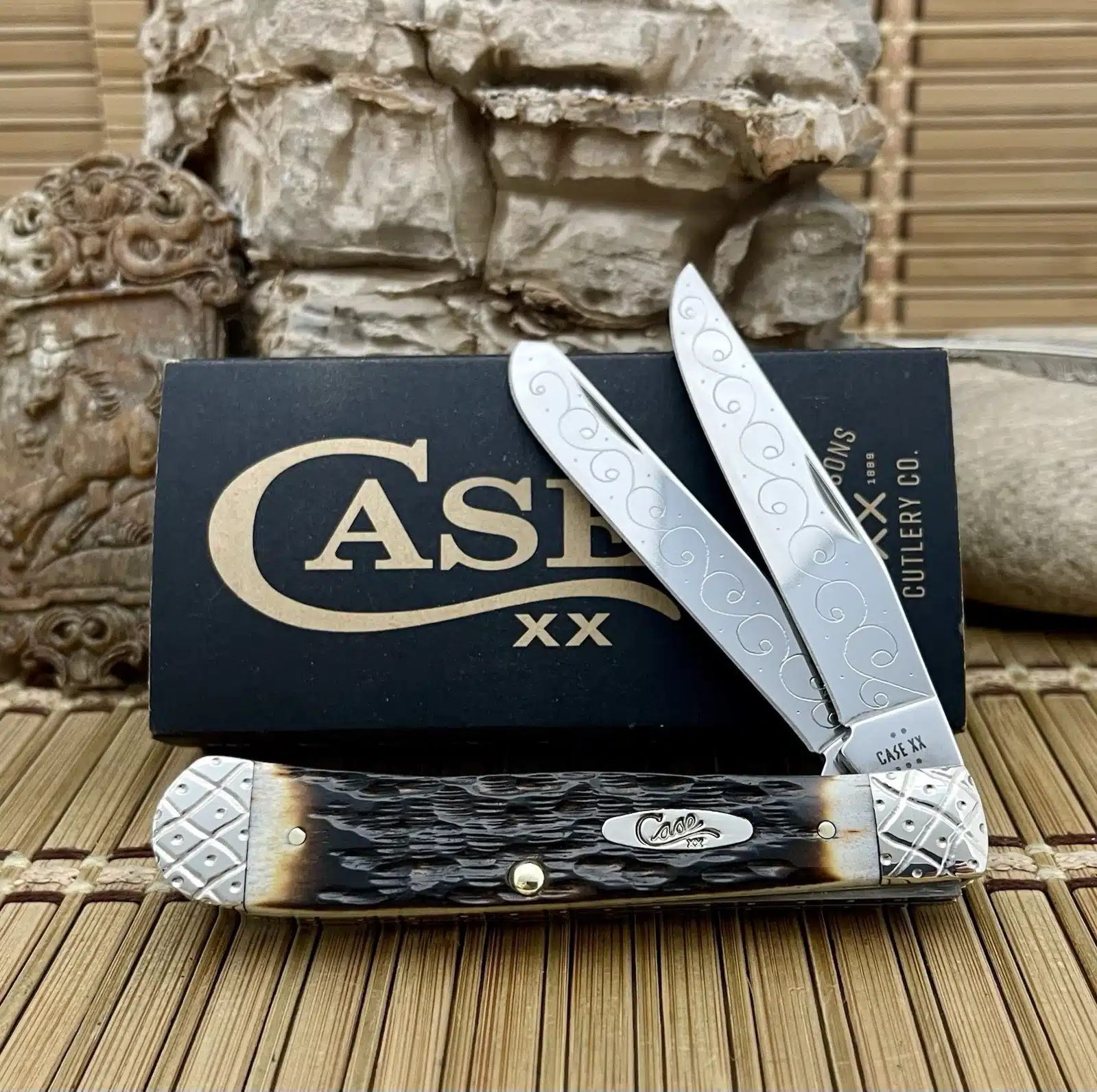 CUSTOM Case XX Trapper - Hand-Fired Amber Bone Pocket Clip - Collectible #27 - Image 2