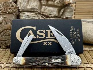 Beautiful case hand fired amber bone seahorse whittler #016/100