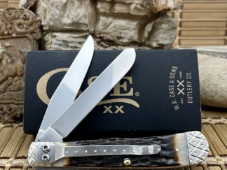 Beautiful case hand fired amber bone trapper clip #028/100