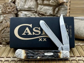 Beautiful case hand fired amber bone mini trapper #047/100