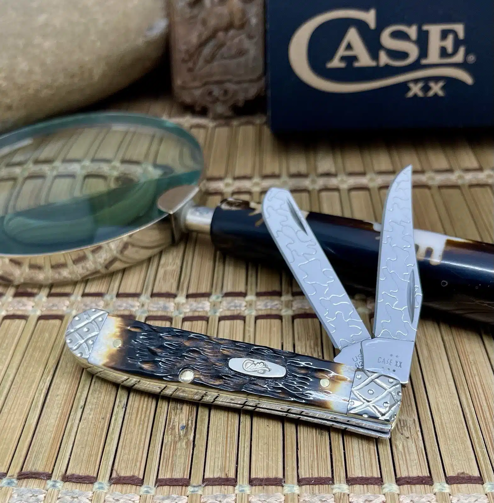 CUSTOM Case XX Mini Trapper Pocket Knife - Hand-Fired Amber Bone - #047/100 - Image 5