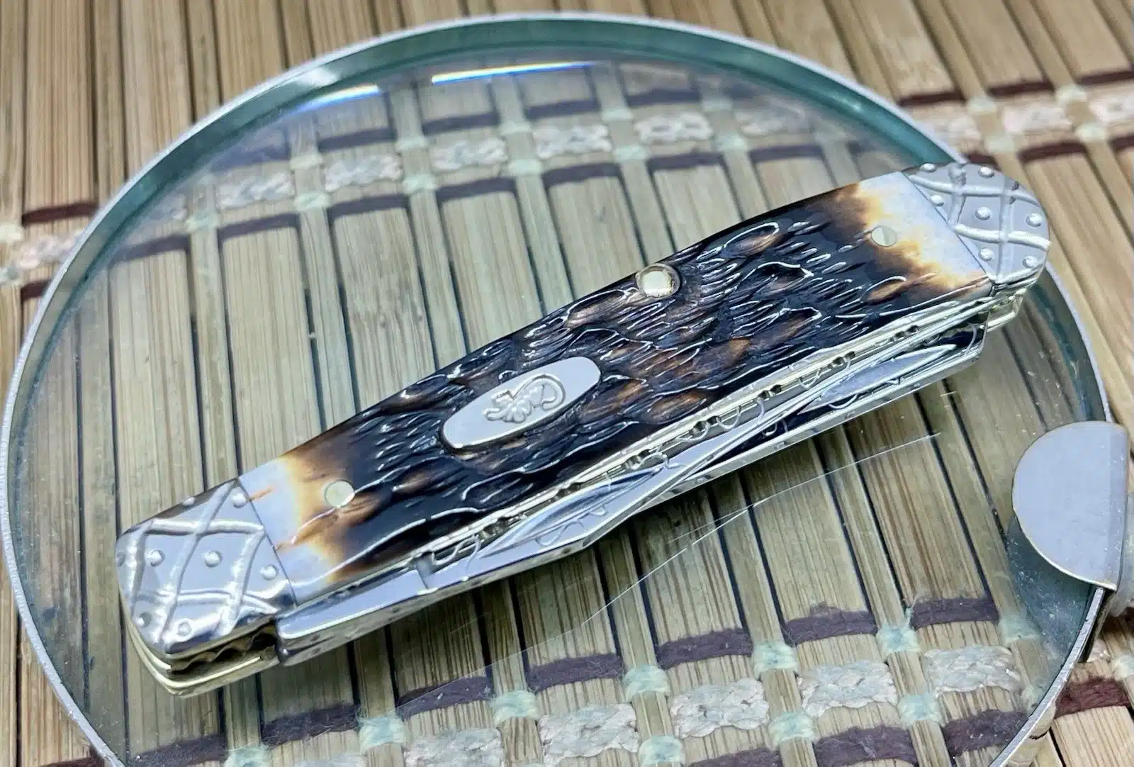 CUSTOM Case XX Mini Trapper Pocket Knife - Hand-Fired Amber Bone - #047/100 - Image 4