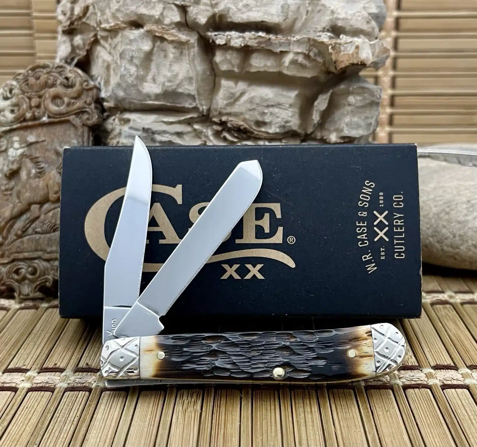 CUSTOM Case XX Mini Trapper Pocket Knife - Hand-Fired Amber Bone - #047/100 - Image 2