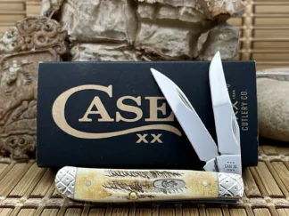 Custom case bone stag wharncliffe mini trapper