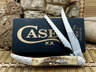 Beautiful case bone stag engraved fishing knife #06/50