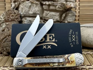 Beautiful case bone stag engraved trapper clip #08/50