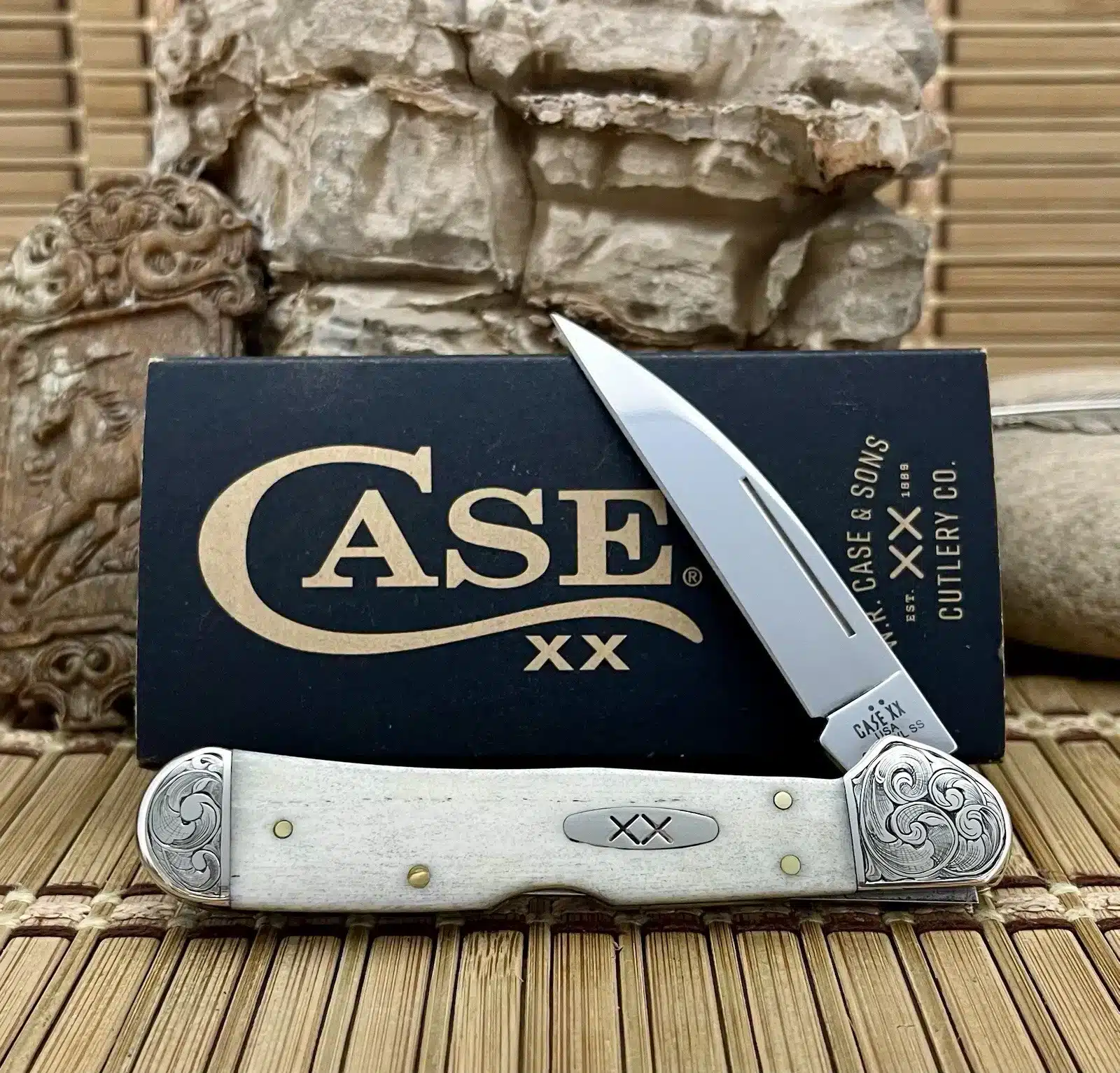 Auto Case Copperlock case custom natural bone copperlock - Don Rodgers Scrolled