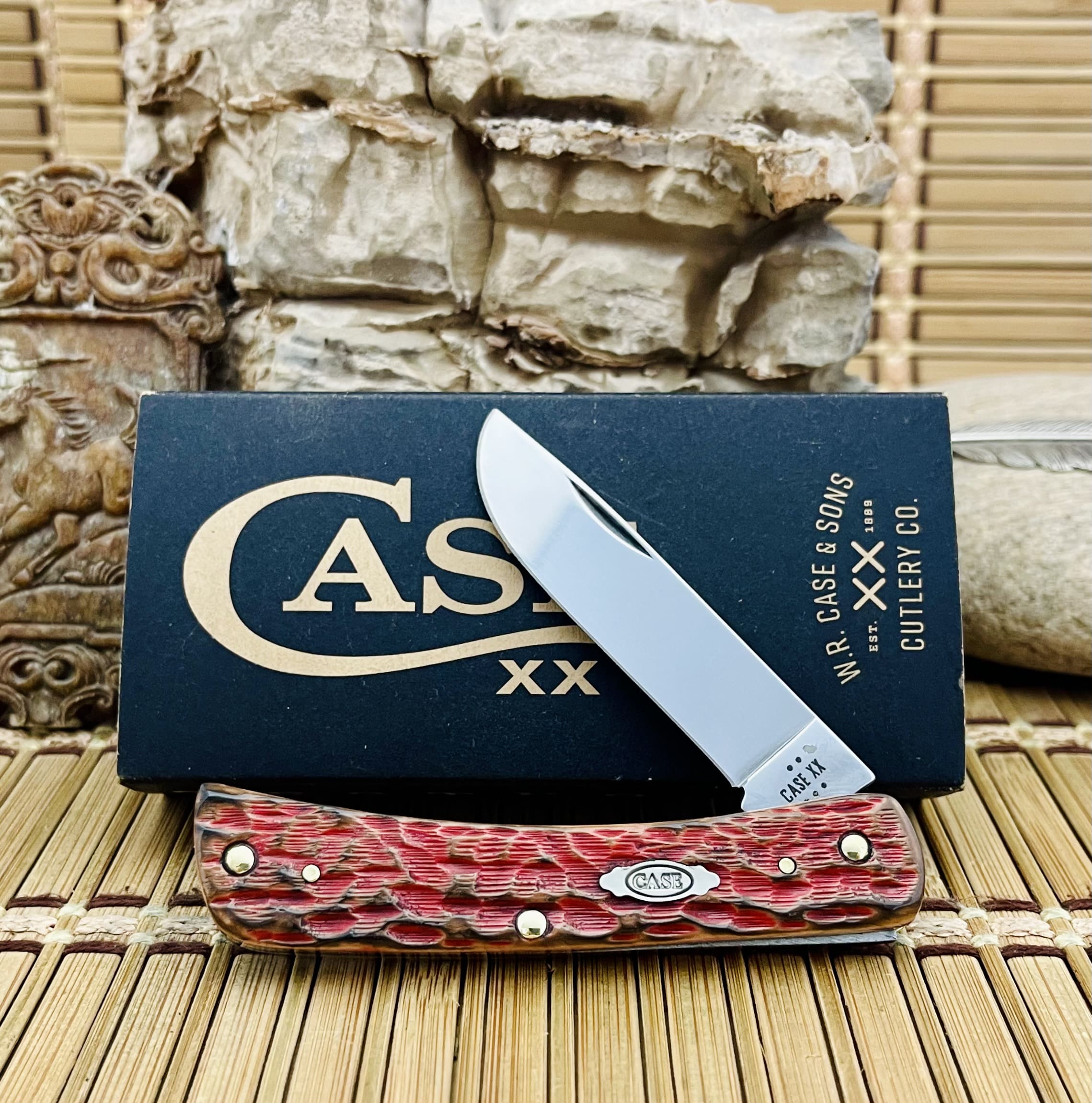 Artisan case xx cherry pie bone sod buster jr pocket knife