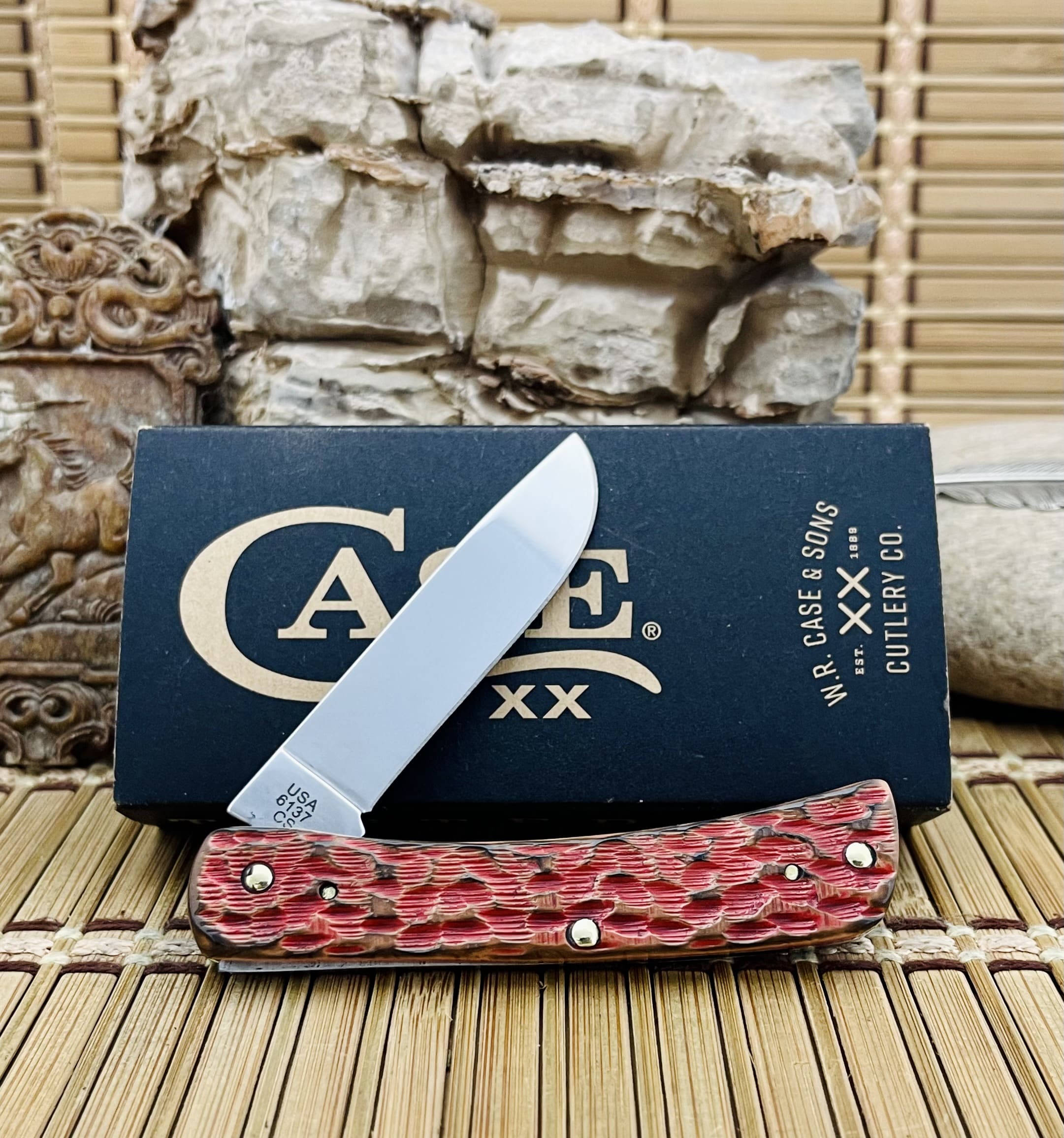 Artisan Case XX Hand Fired Cherry Pie Bone Sod Buster Jr Pocket Knife - Image 3