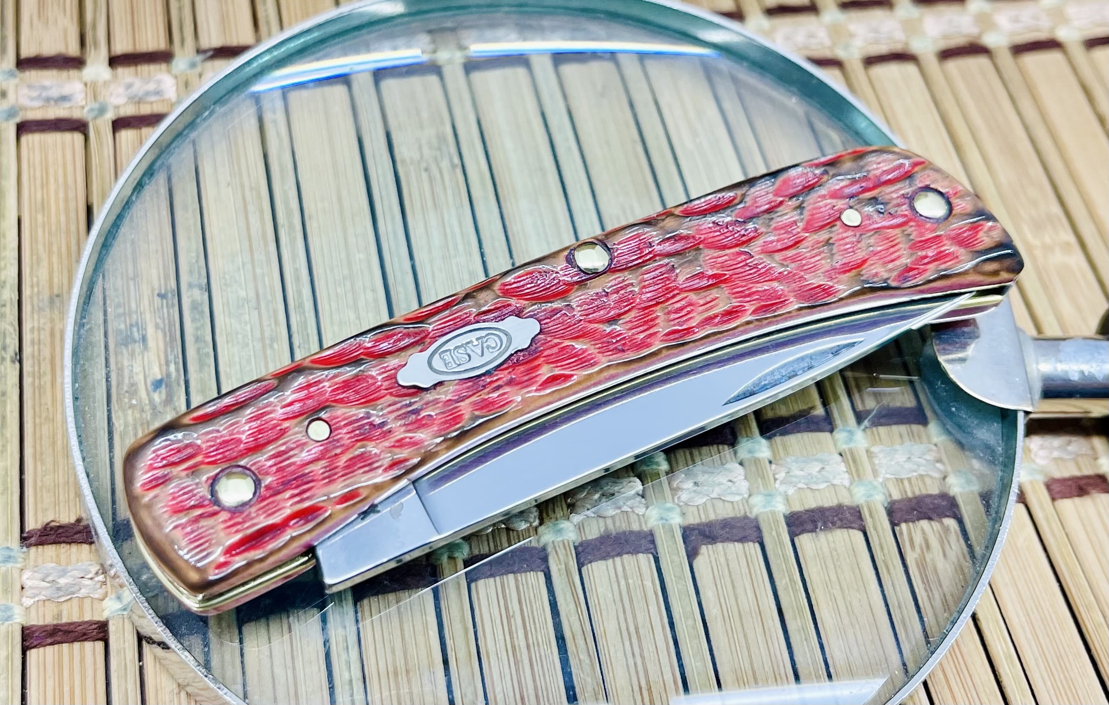 Artisan Case XX Hand Fired Cherry Pie Bone Sod Buster Jr Pocket Knife - Image 2