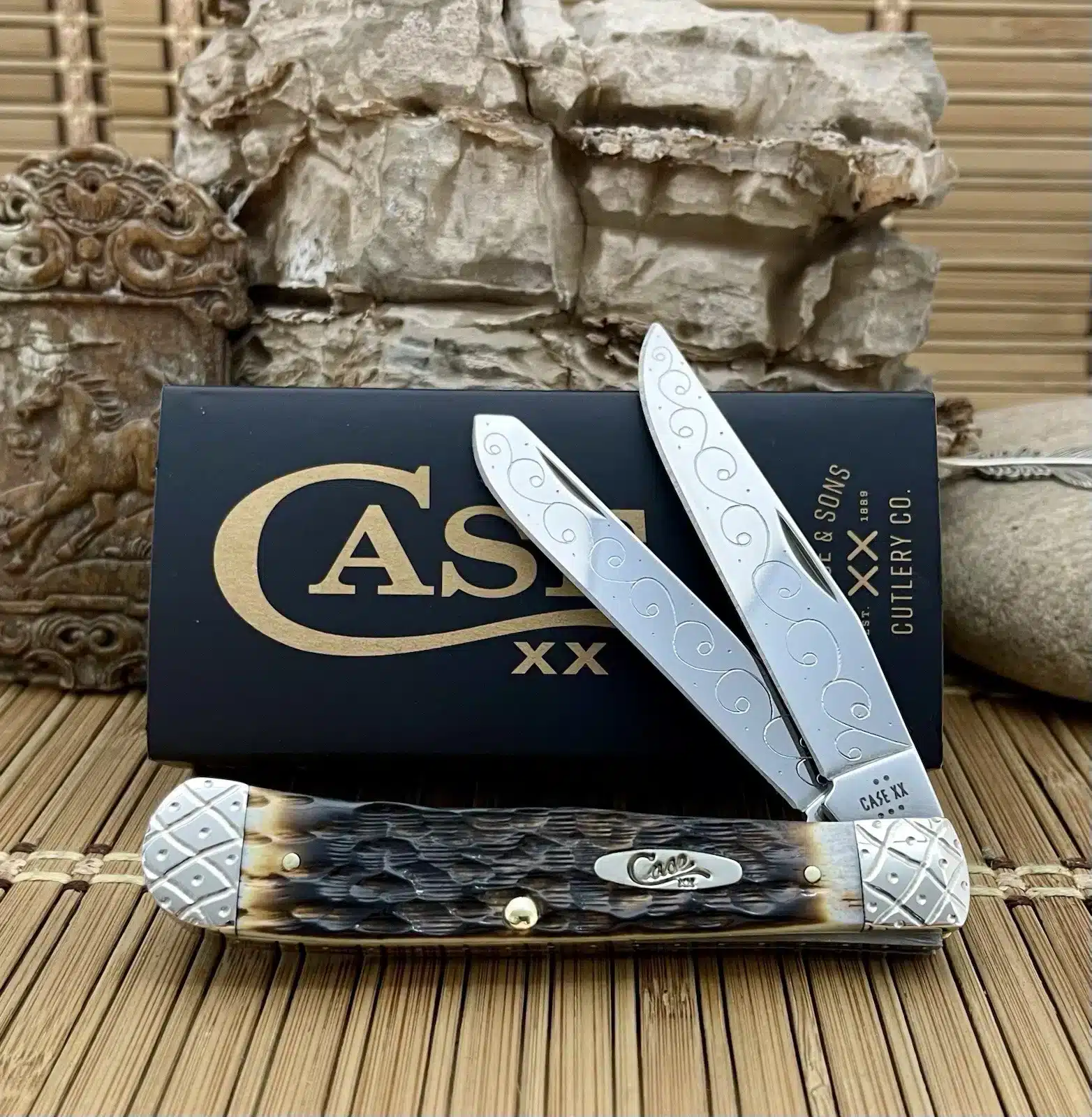 Collector-Grade case xx peachseed amber bone trapper pocket knife