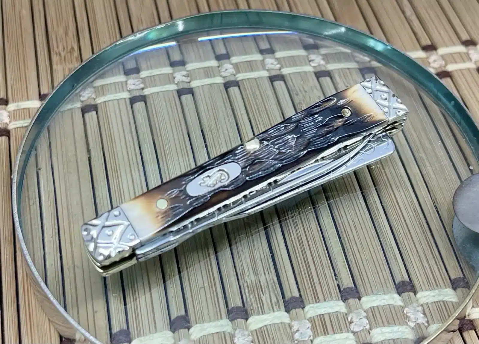 Case XX Custom Hand-Fired Peachseed Amber Bone Baby Doc Pocket Knife #11 - Image 3