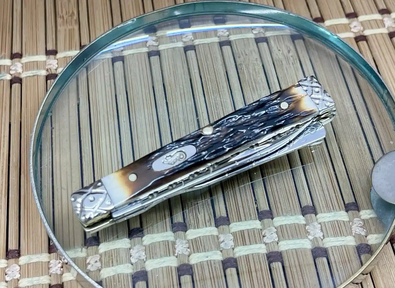 Case XX Custom Hand-Fired Peachseed Amber Bone Baby Doc Pocket Knife #12 - Image 3