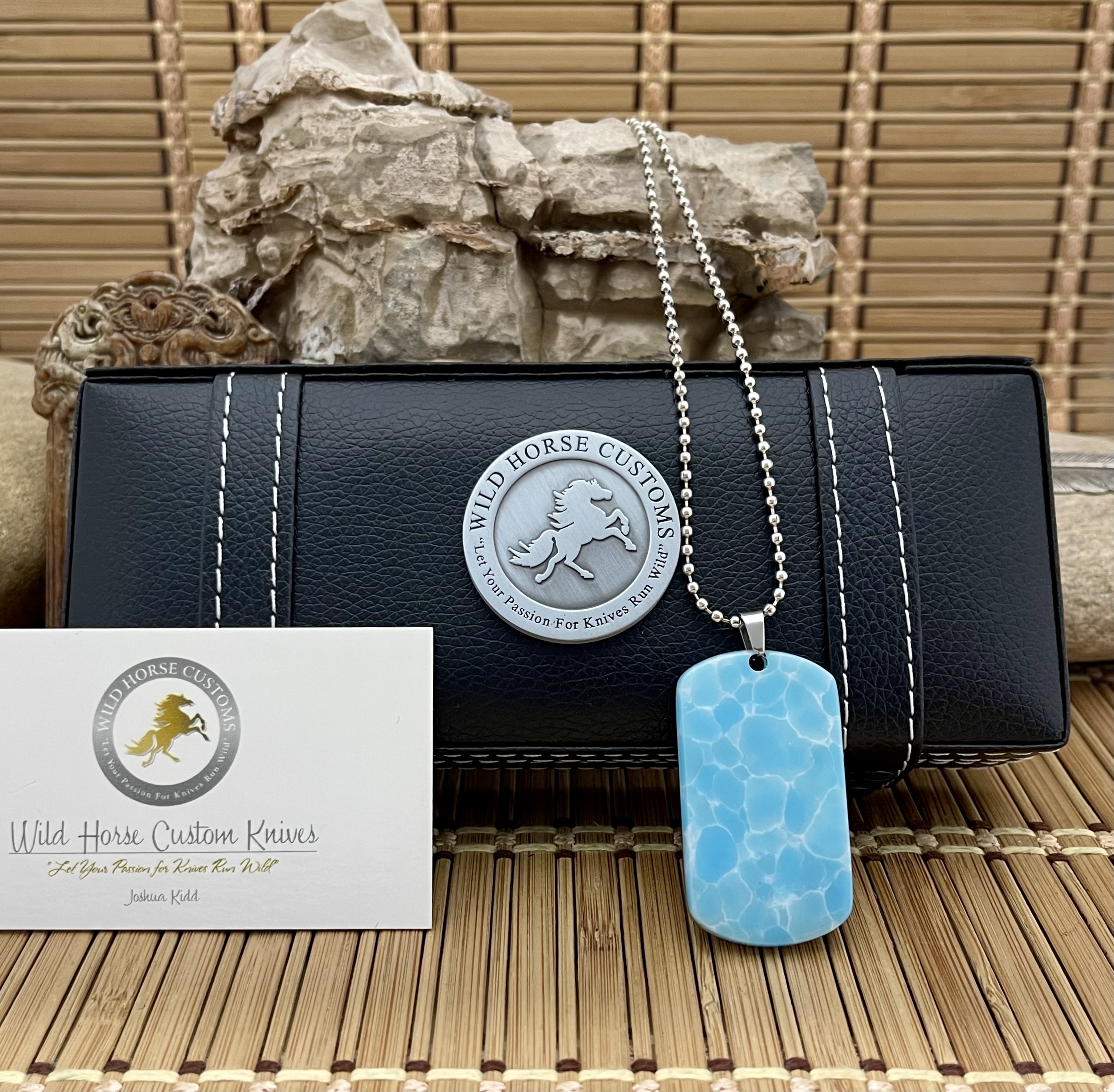 larimar dog tags | Blue Larimar