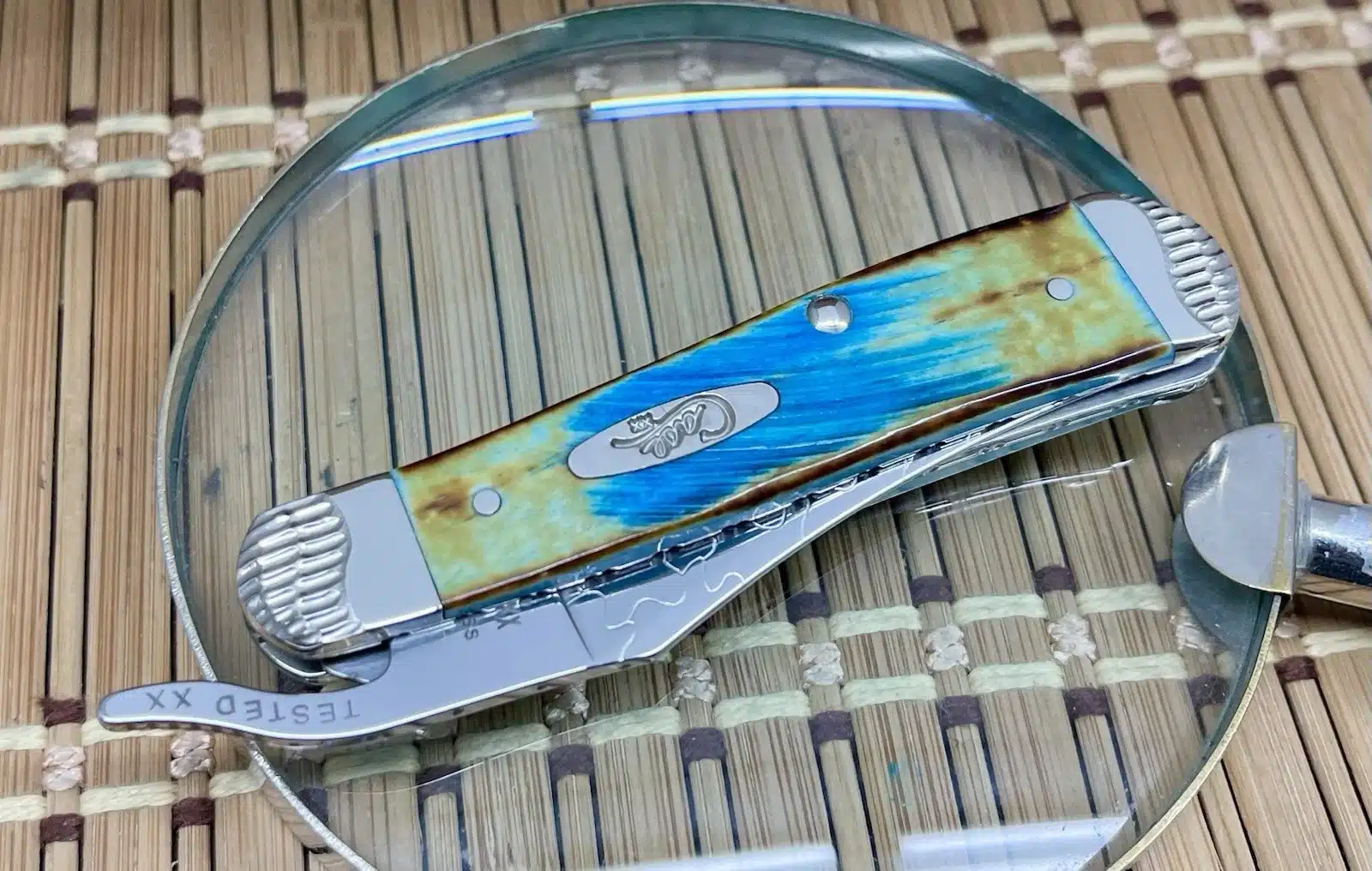 Case XX Custom Hand Fired Caribbean Sawcut Bone Russlock Pocket Knife #05 - Image 3