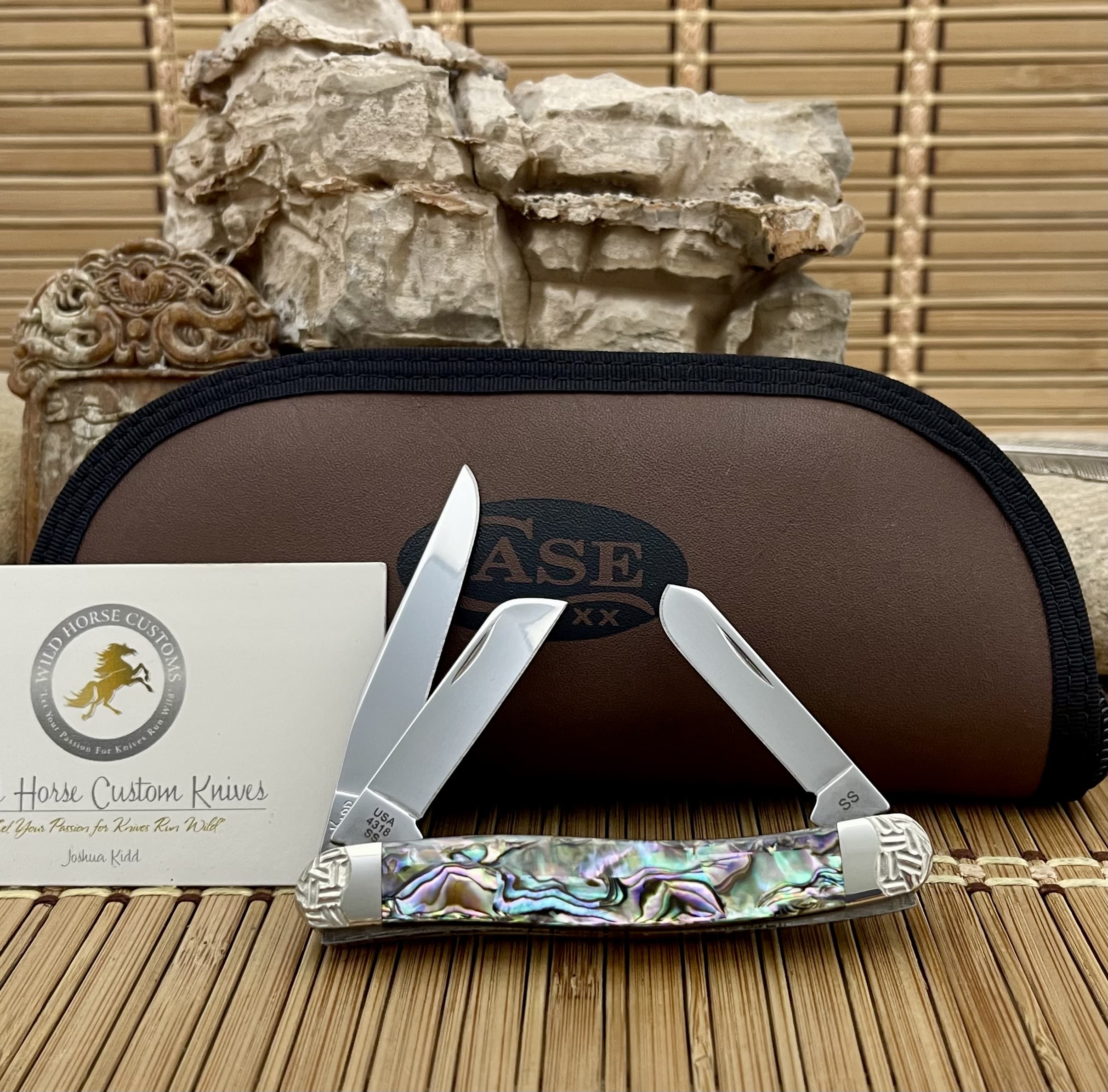 Case XX Wild Horse Custom Green Abalone Medium Stockman Pocket Knife #001 - Image 2
