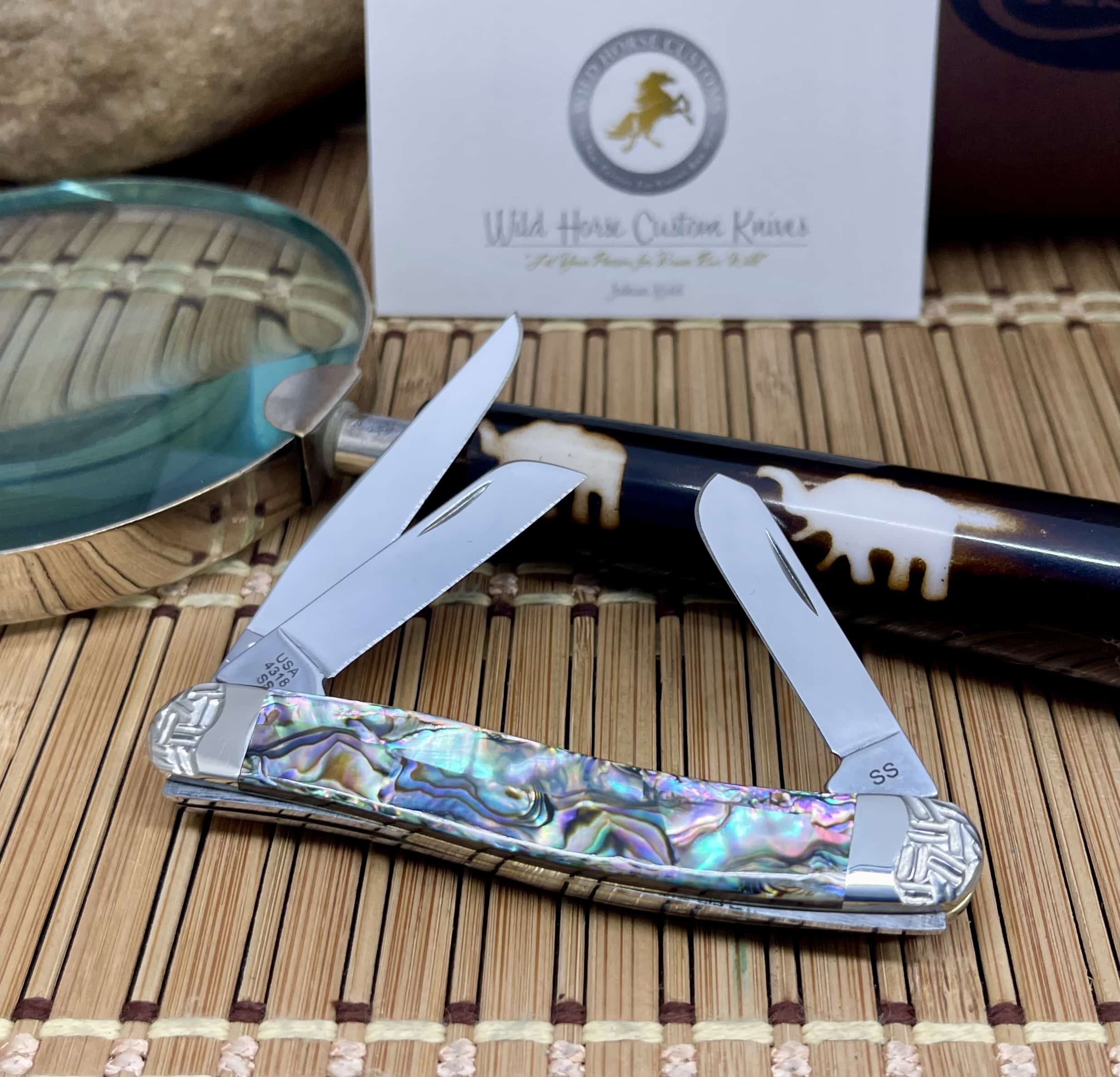 Case XX Wild Horse Custom Green Abalone Medium Stockman Pocket Knife #001 - Image 5