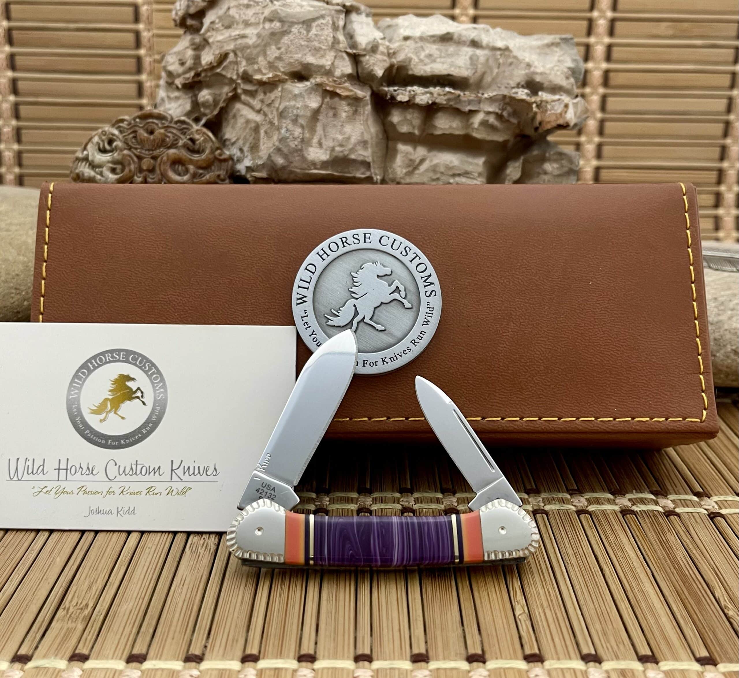 Case XX Wild Horse Custom Purple Spiny & Salmon Coral Baby Butterbean Pocket Knife #1 of 5 - Image 4