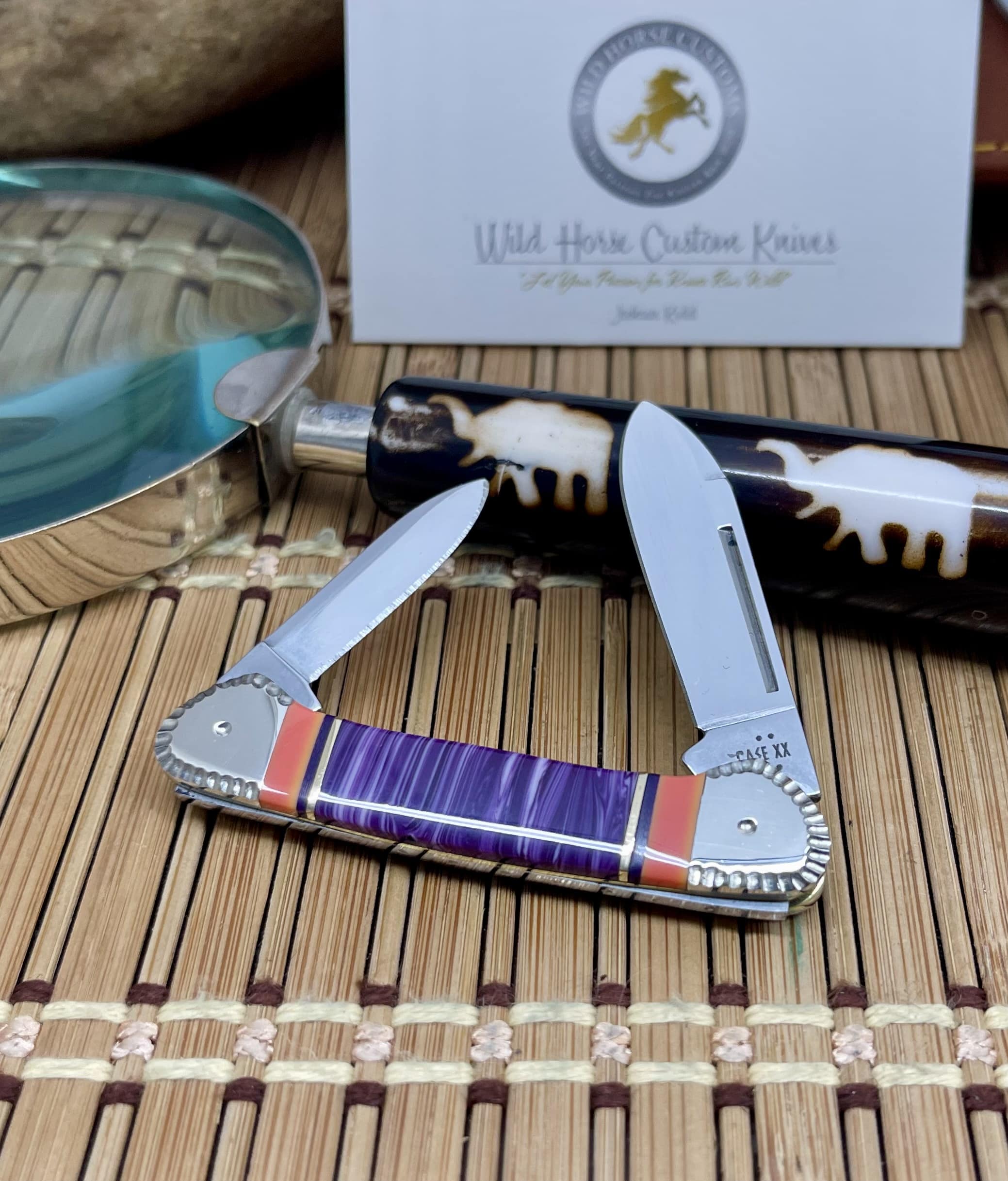 Case XX Wild Horse Custom Purple Spiny & Salmon Coral Baby Butterbean Pocket Knife #1 of 5 - Image 2