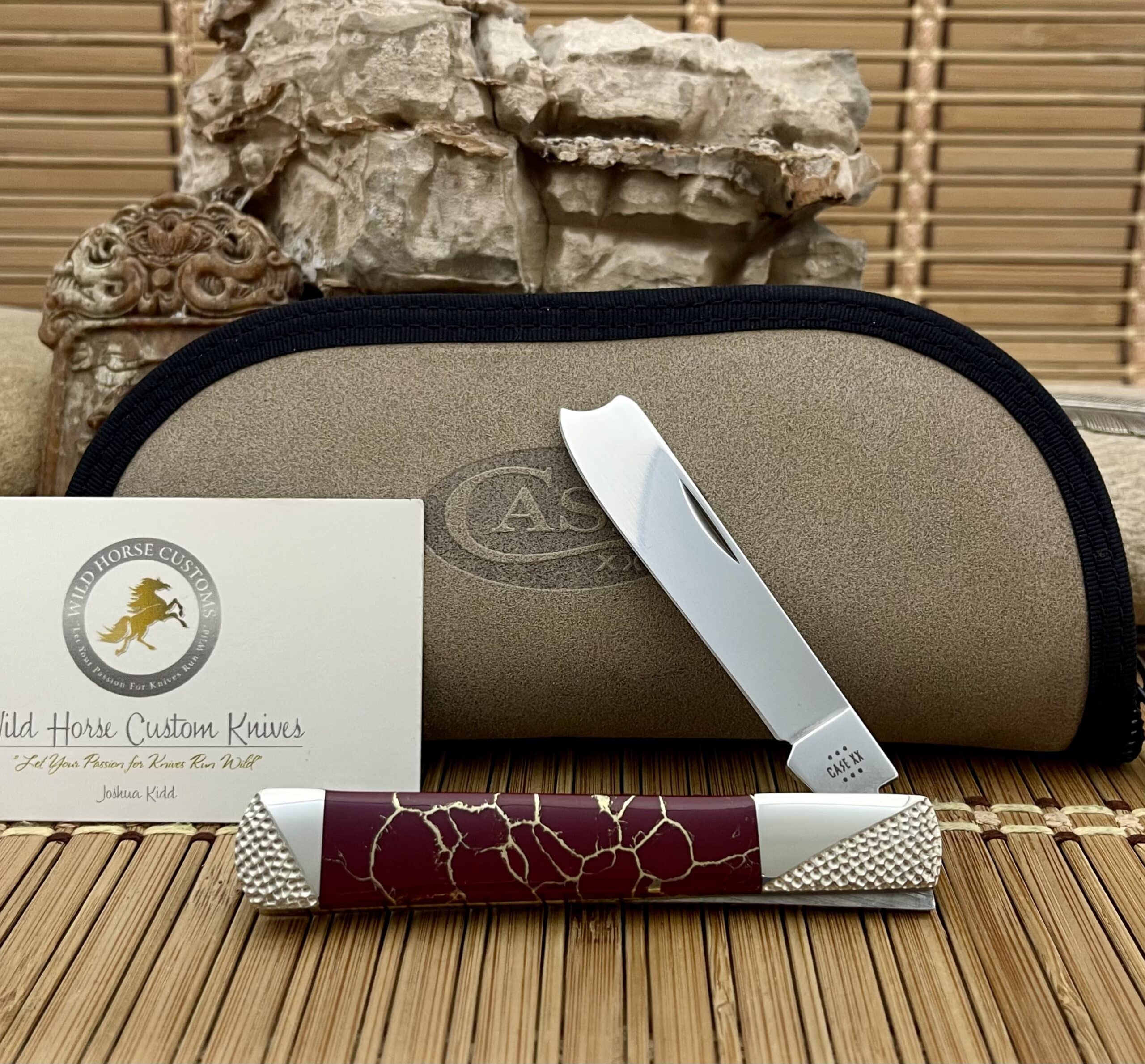 case gold vein red jasper razor barlow knife | Case XX