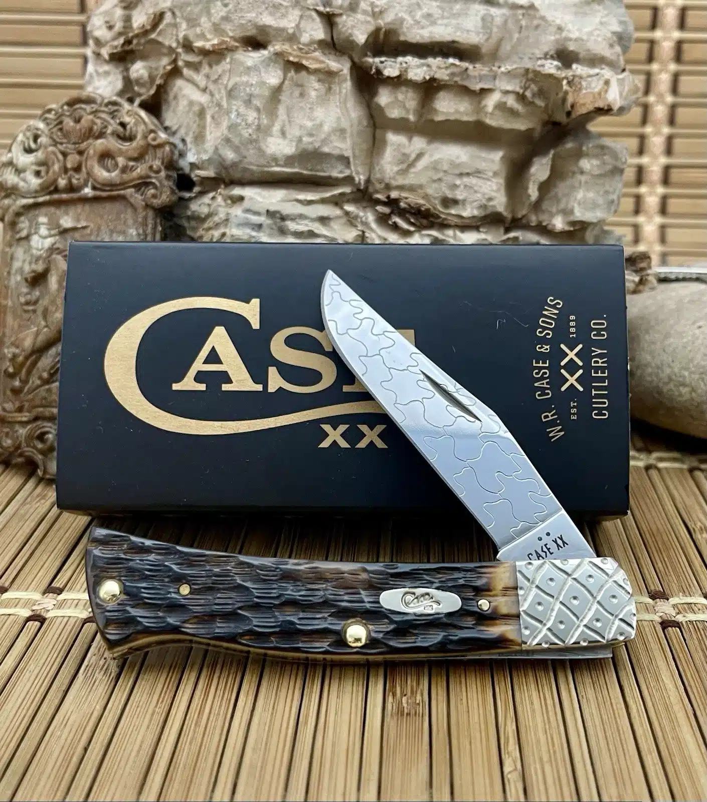 case amber bone axe handle knife | Case XX