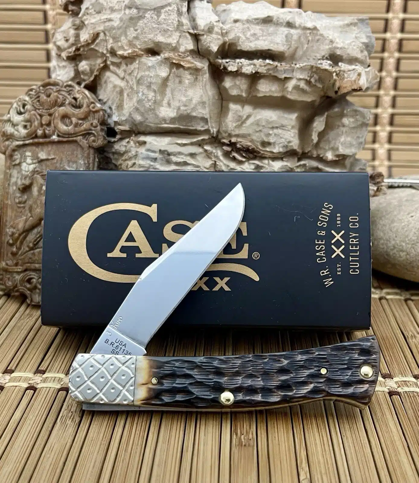 Case XX Wild Horse Custom Peachseed Amber Bone Axe Handle Pocket Knife #003 - Image 4