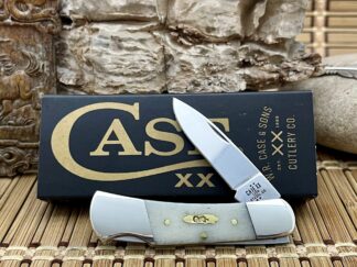 case lockback pocket knife | Smooth Natural Bone Gold Shield