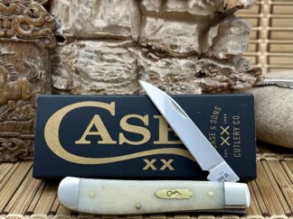 case mini trapper wharncliffe | Smooth Natural Bone Gold Shield