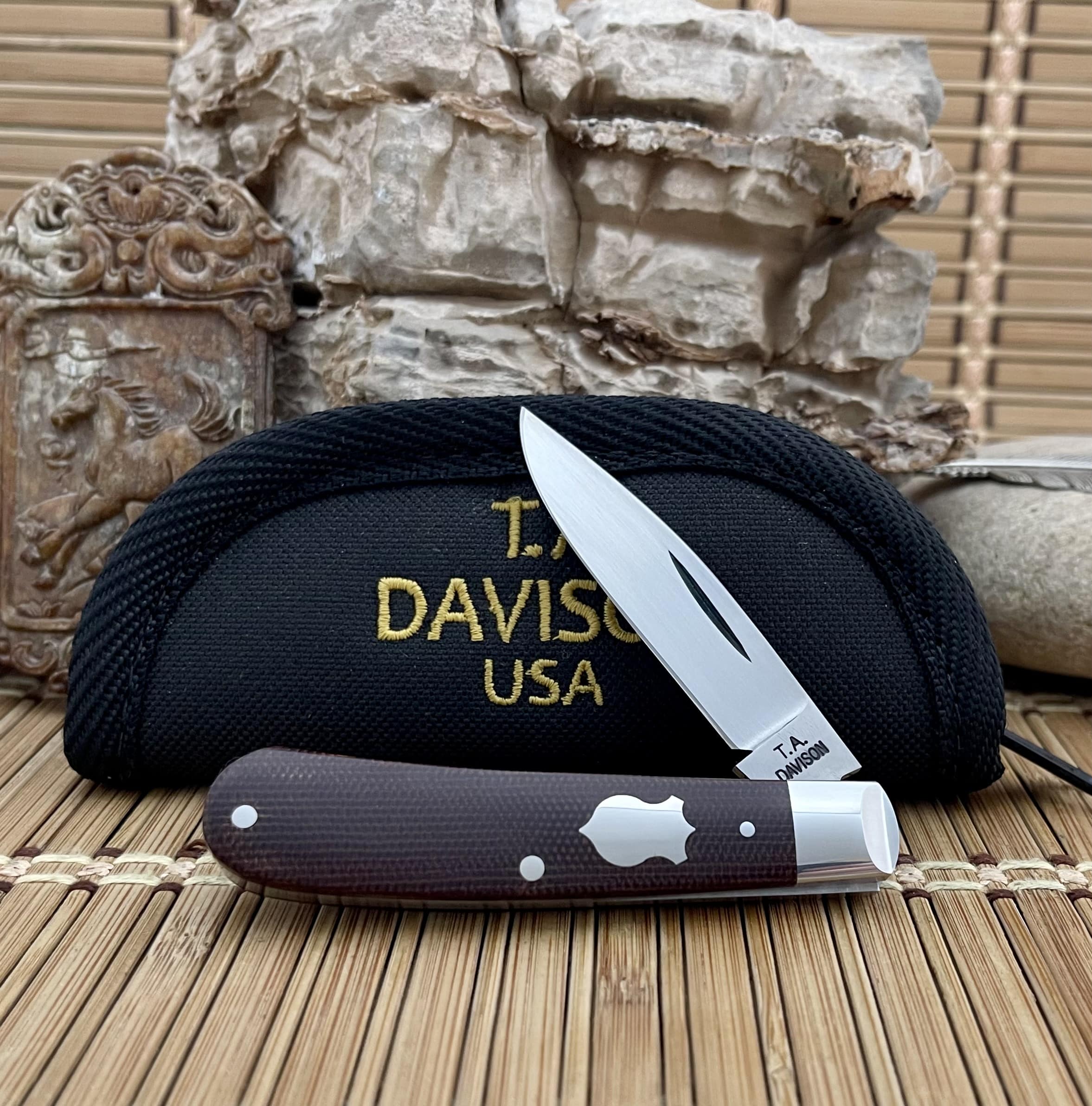 T.A. davison burlap micarta slipjoint knife | T.A. Davison