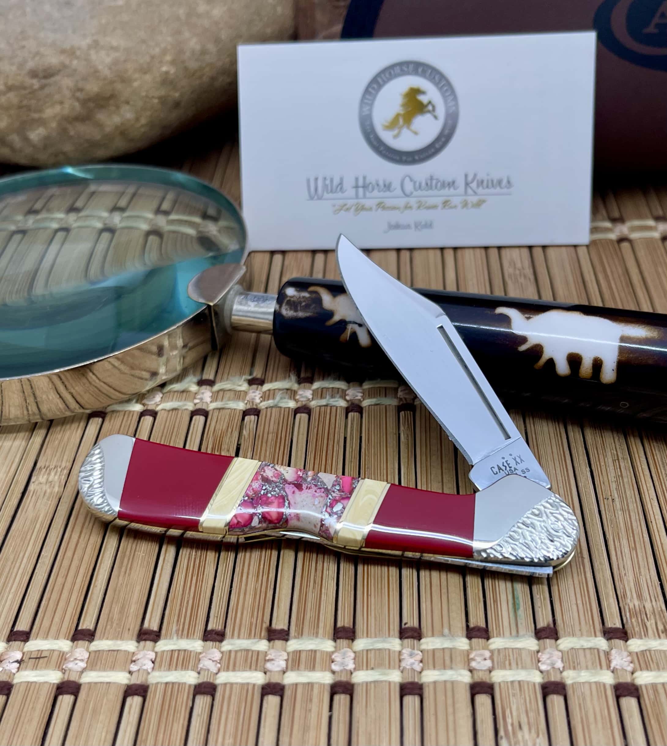 Case XX Wild Horse Custom Red Turquoise Magician's Mini CopperLock Pocket Knife #1/1 - Image 3