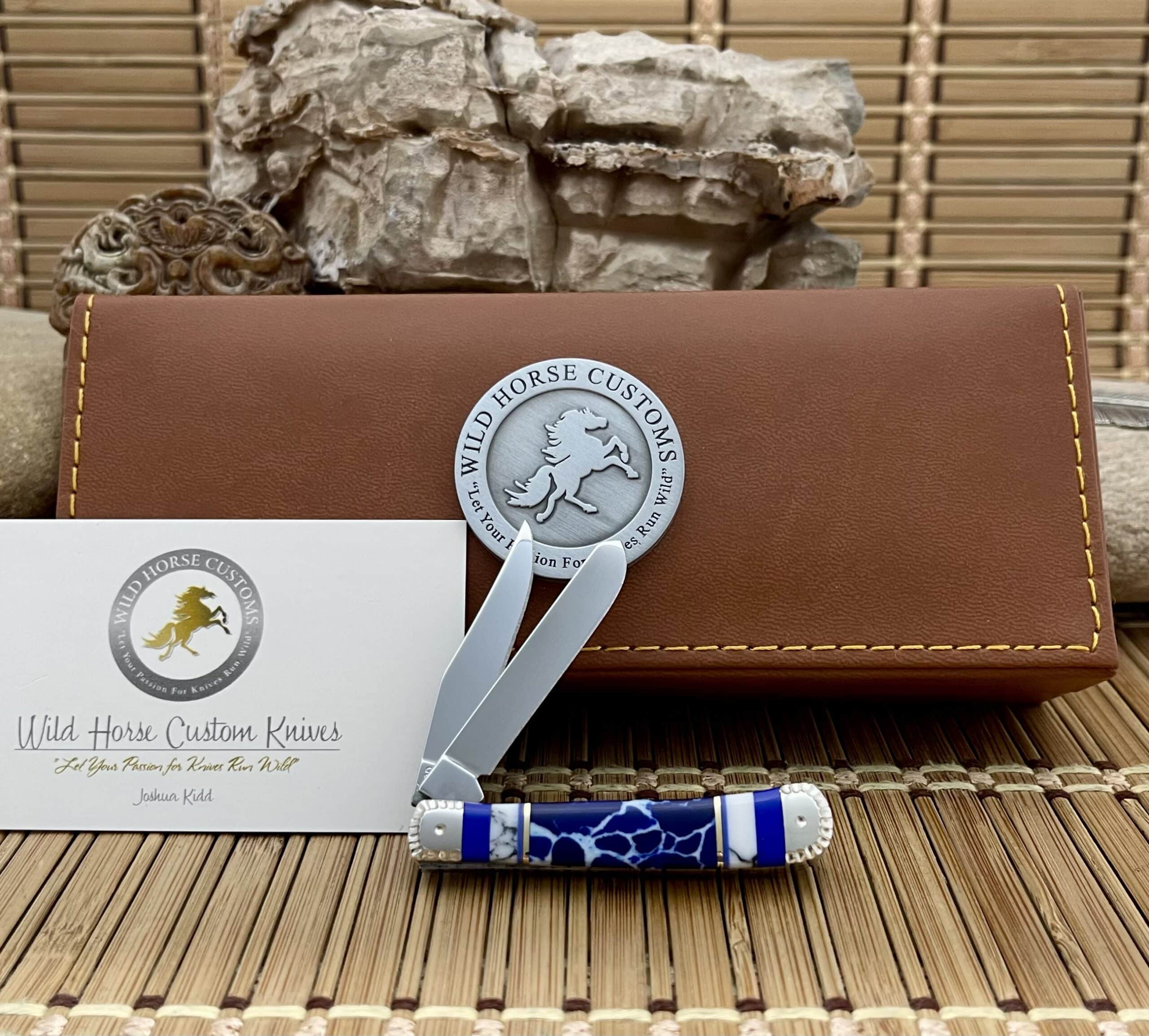 Case XX Wild Horse Custom Exotic Sodalite and White Turquoise Tiny Trapper Knife #1 of 1 - Image 4