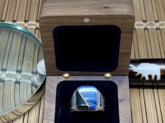 wild horse mammoth fossil ring | Blue Mammoth Fossil & Black Onyx by J. Kidd