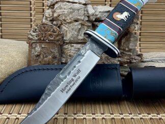 Buck 119 David Yellowhorse Howling Wolf Chip Flint Hunter Knife #05 Artist Proof