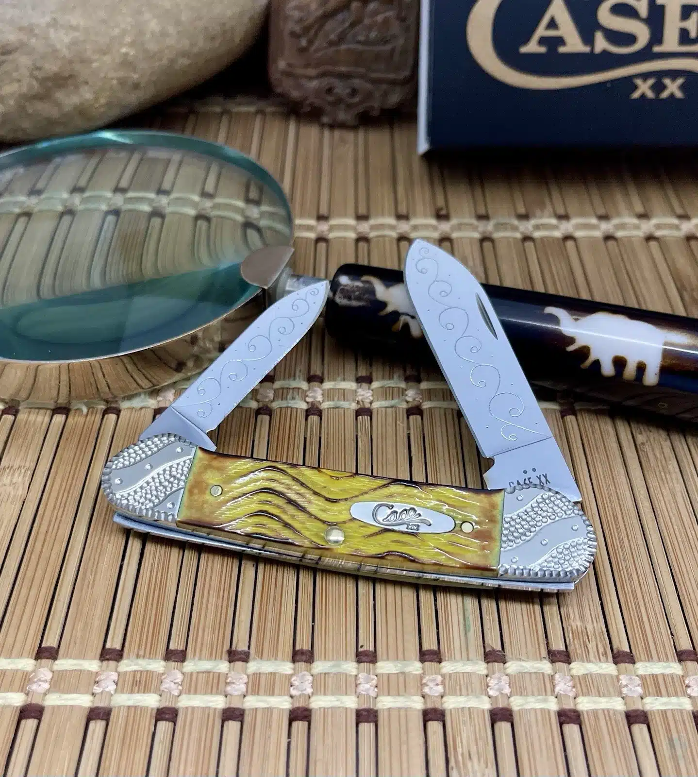 Case XX Custom Hand Fired Platts Yellow Bone Canoe Pocket Knife #03 - Image 4