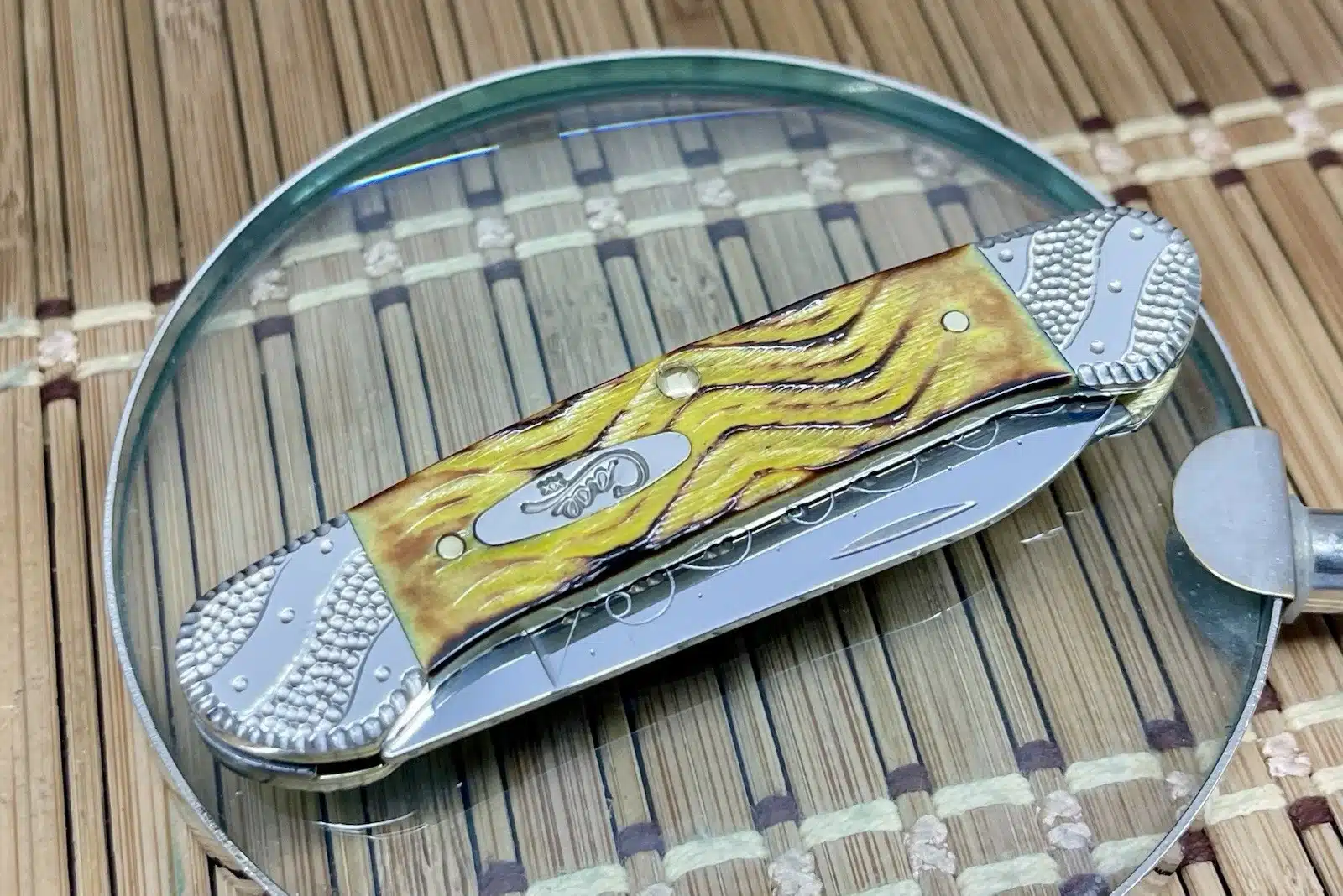 Case XX Custom Hand Fired Platts Yellow Bone Canoe Pocket Knife #03 - Image 3