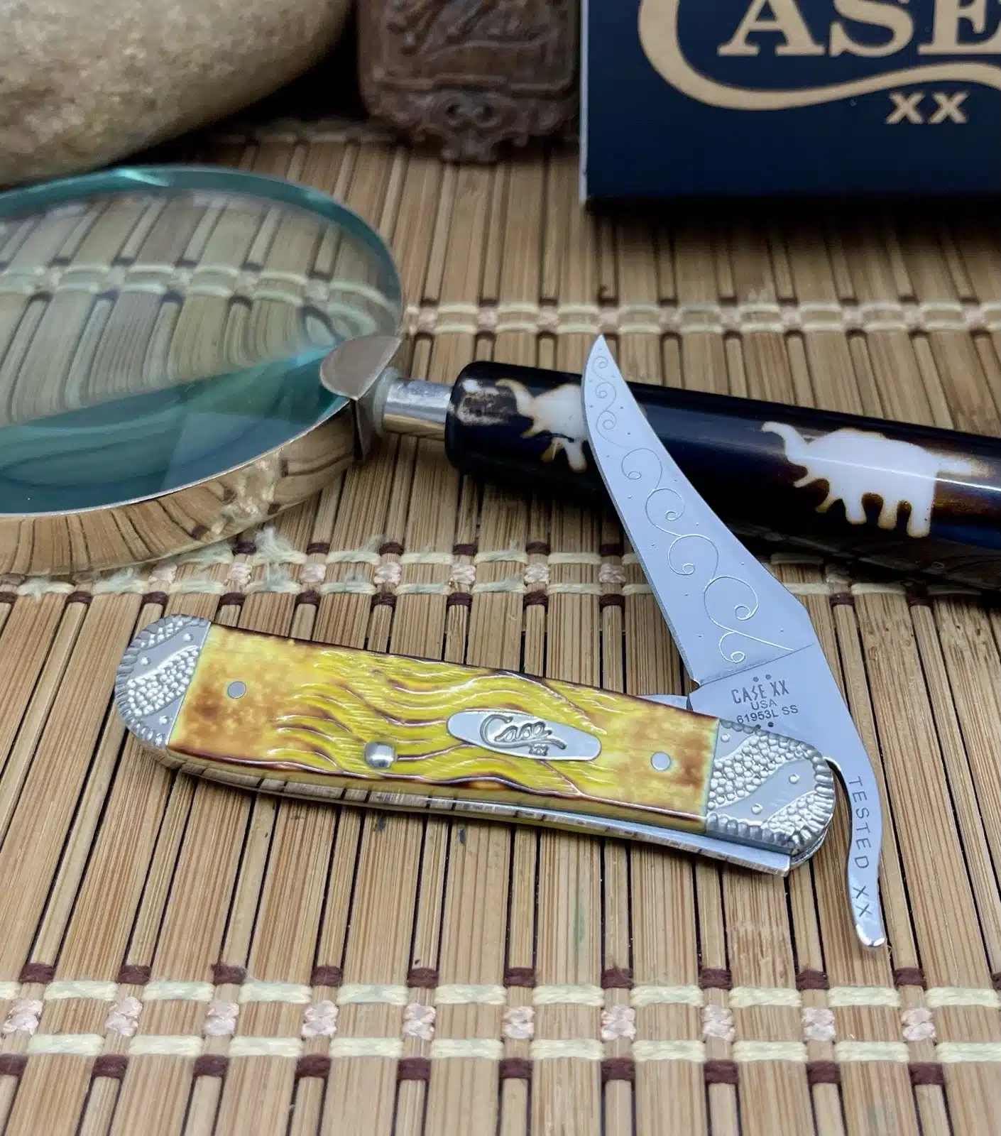 Case XX Custom Hand Fired Platts Yellow Bone RussLock Pocket Knife #02 - Image 4