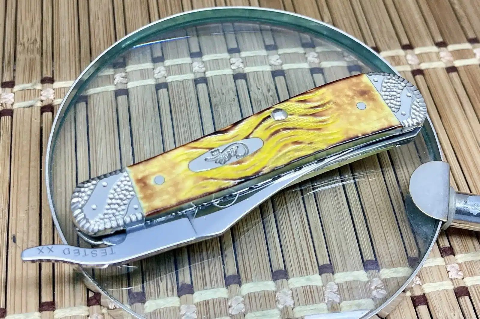 Case XX Custom Hand Fired Platts Yellow Bone RussLock Pocket Knife #02 - Image 3