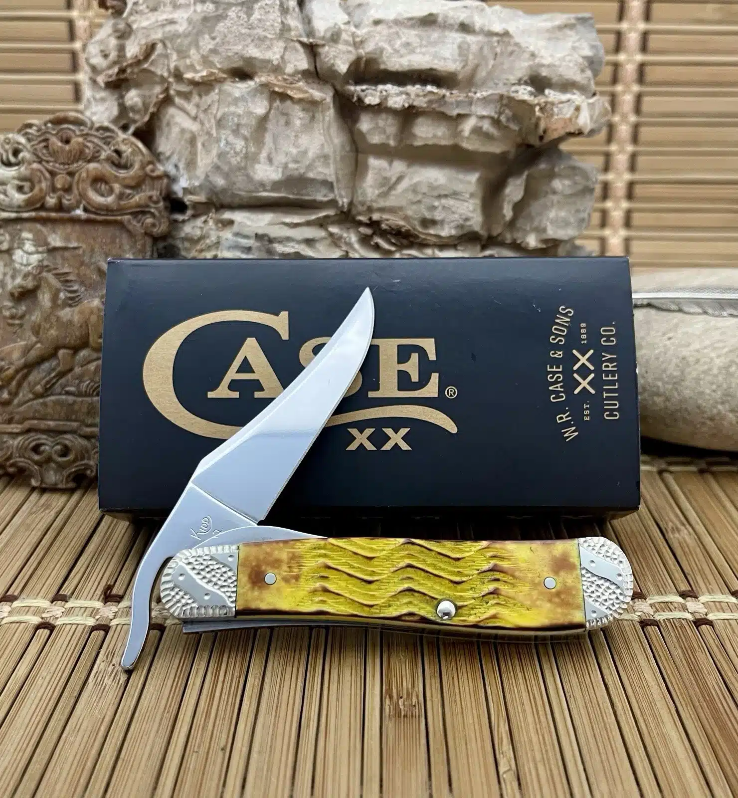Case XX Custom Hand Fired Platts Yellow Bone RussLock Pocket Knife #02 - Image 2