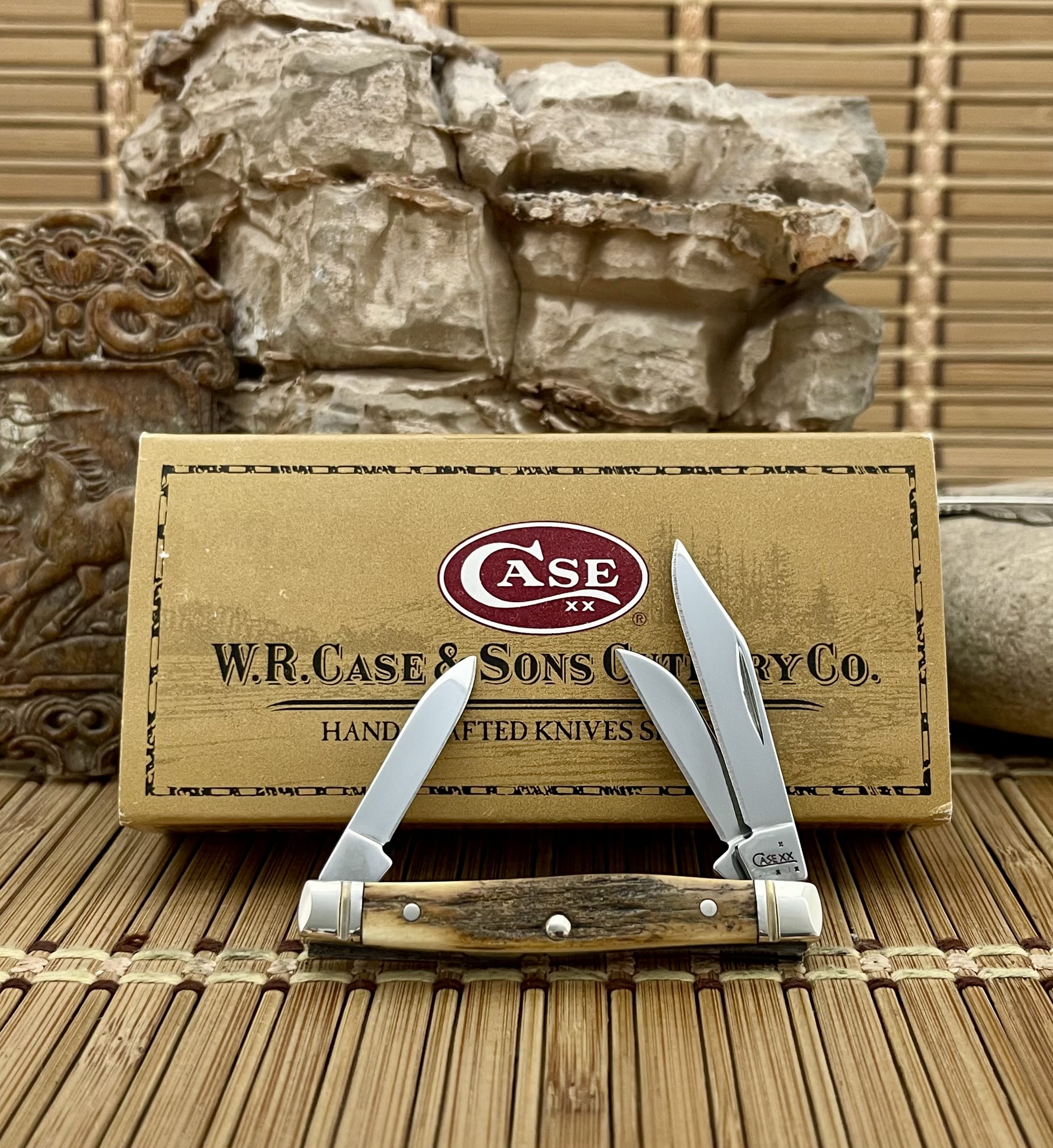 Stunning case xx mammoth bark fossil stockman pocket knife