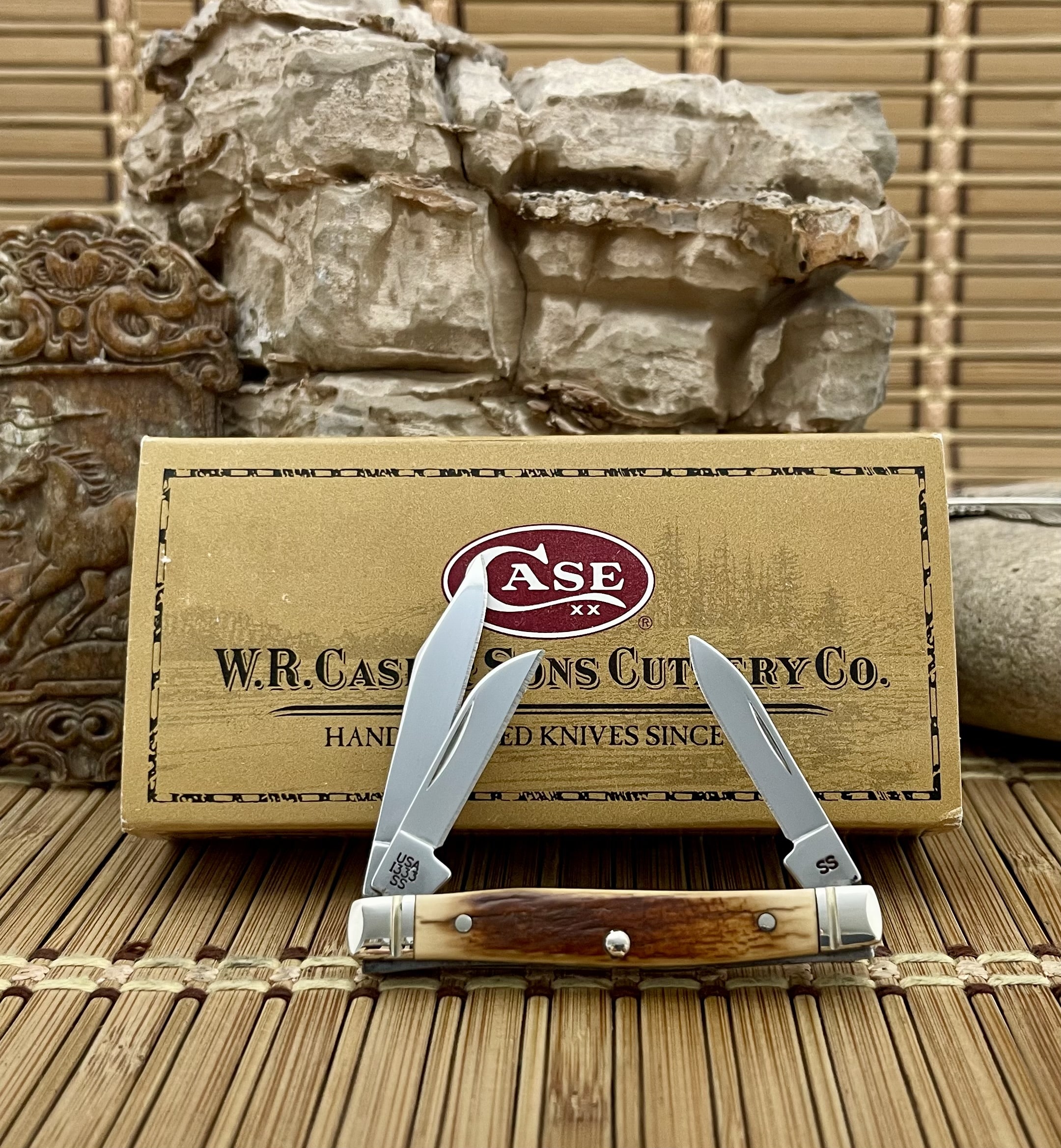 Case XX Mammoth Bark Fossil I23380 Small Stockman Pocket Knife - Image 3
