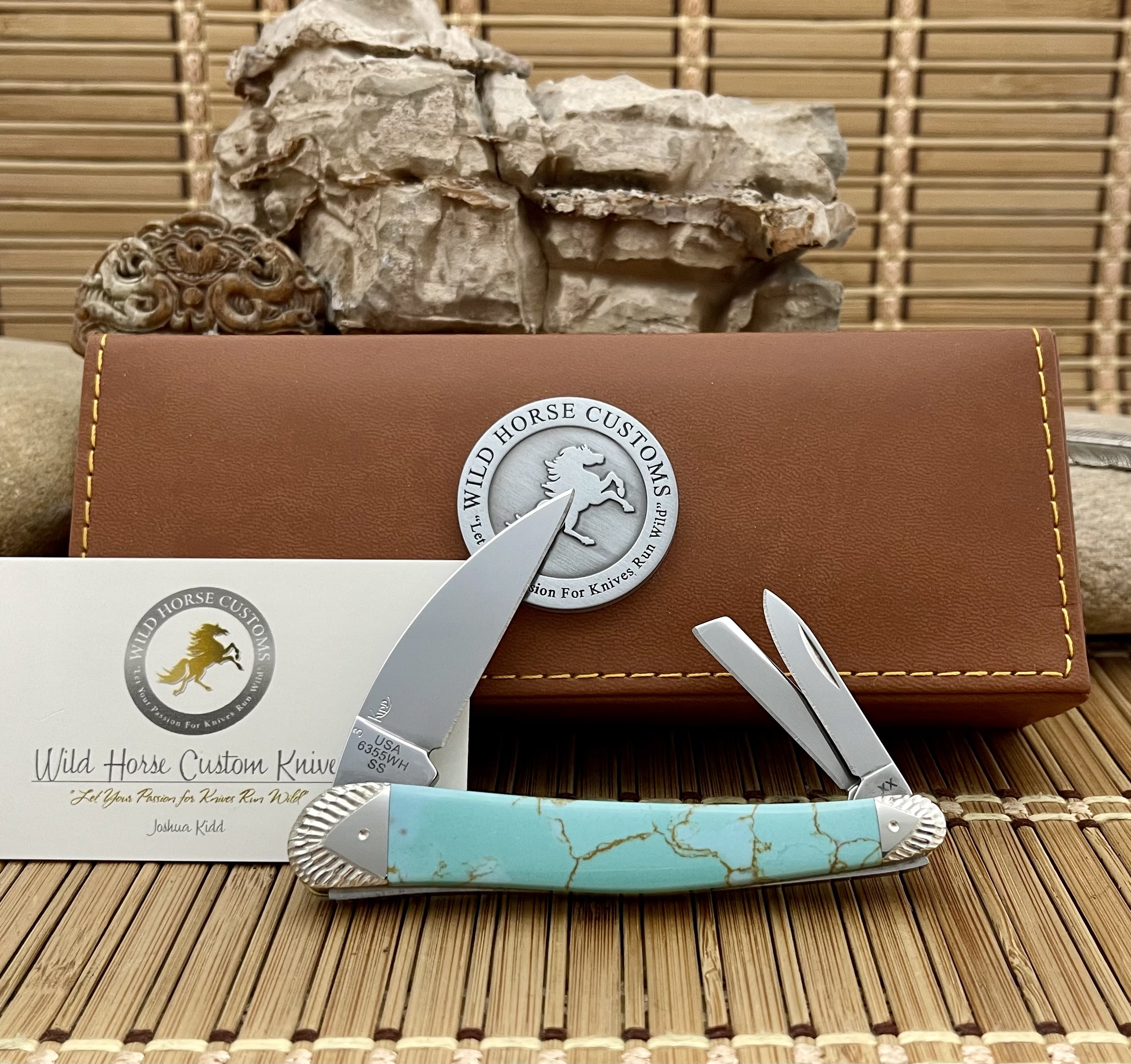 Case XX Wild Horse Custom Multi-Kingman Turquoise Seahorse Whittler Knife #03 - Image 2