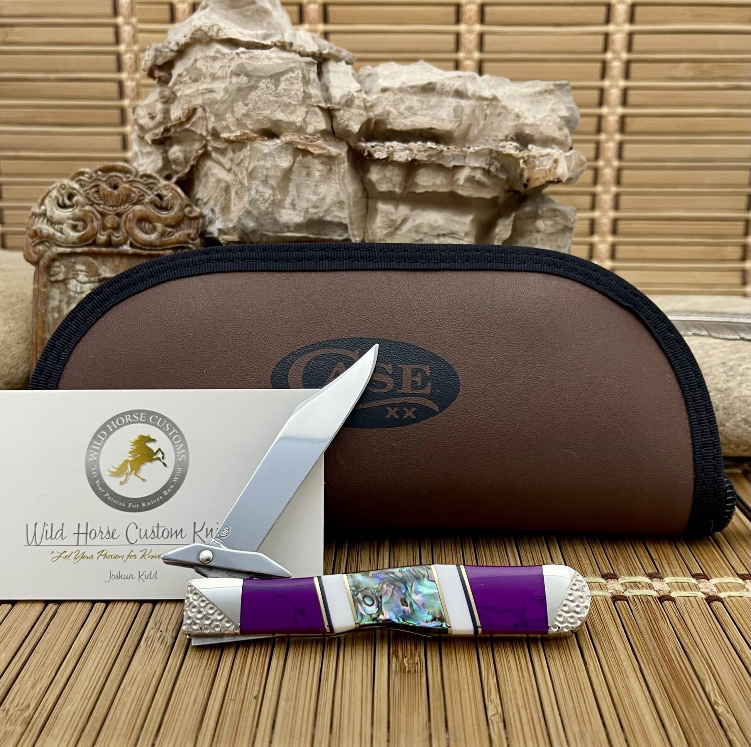 Case XX Wild Horse Custom Paua Abalone, Sugalite & White Turquoise Cheetah Cub Knife #01 of 10 - Image 2