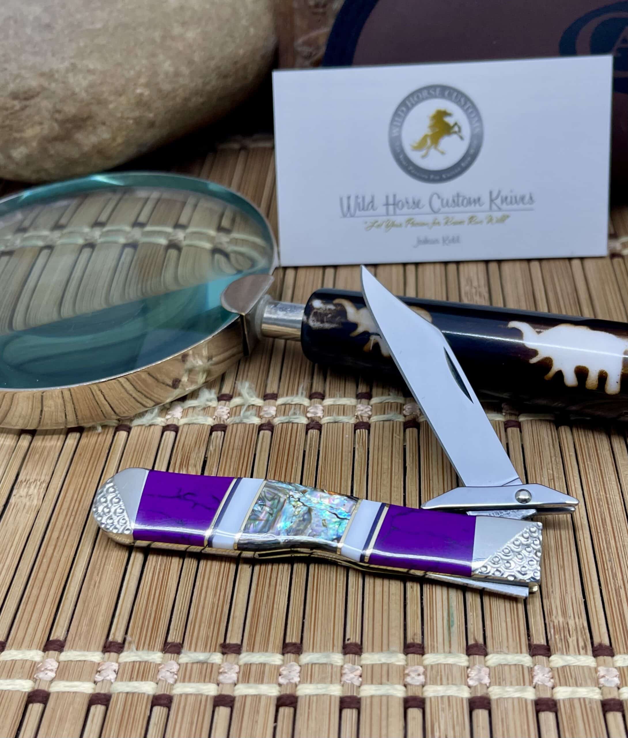 Case XX Wild Horse Custom Paua Abalone, Sugalite & White Turquoise Cheetah Cub Knife #01 of 10 - Image 3