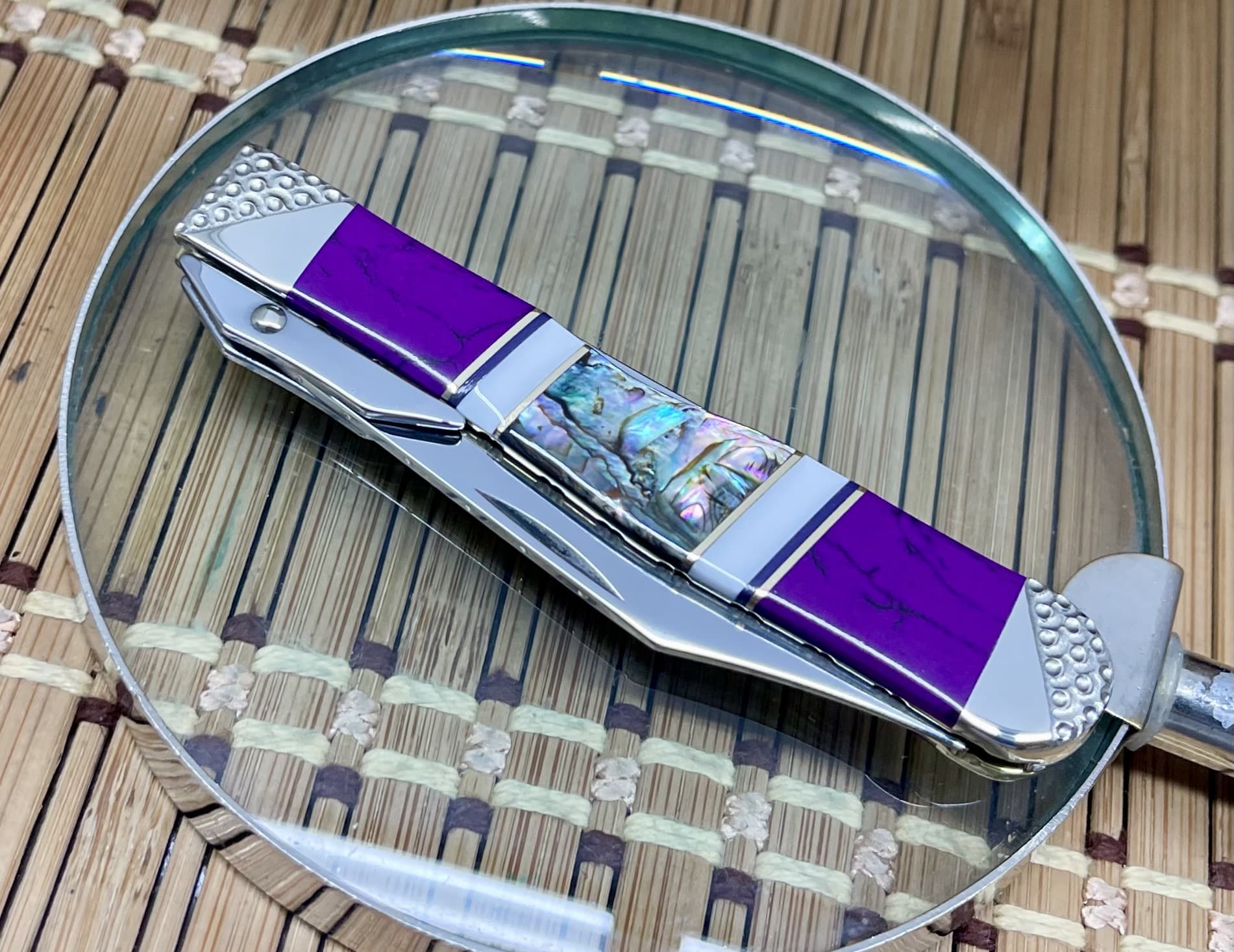 Case XX Wild Horse Custom Paua Abalone, Sugalite & White Turquoise Cheetah Cub Knife #01 of 10 - Image 4