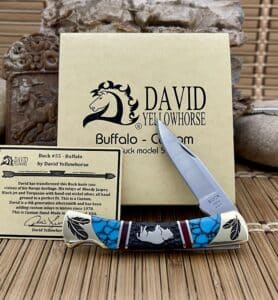 david yellowhorse buck 55 | Turquoise & Black Jet Buffalo Custom
