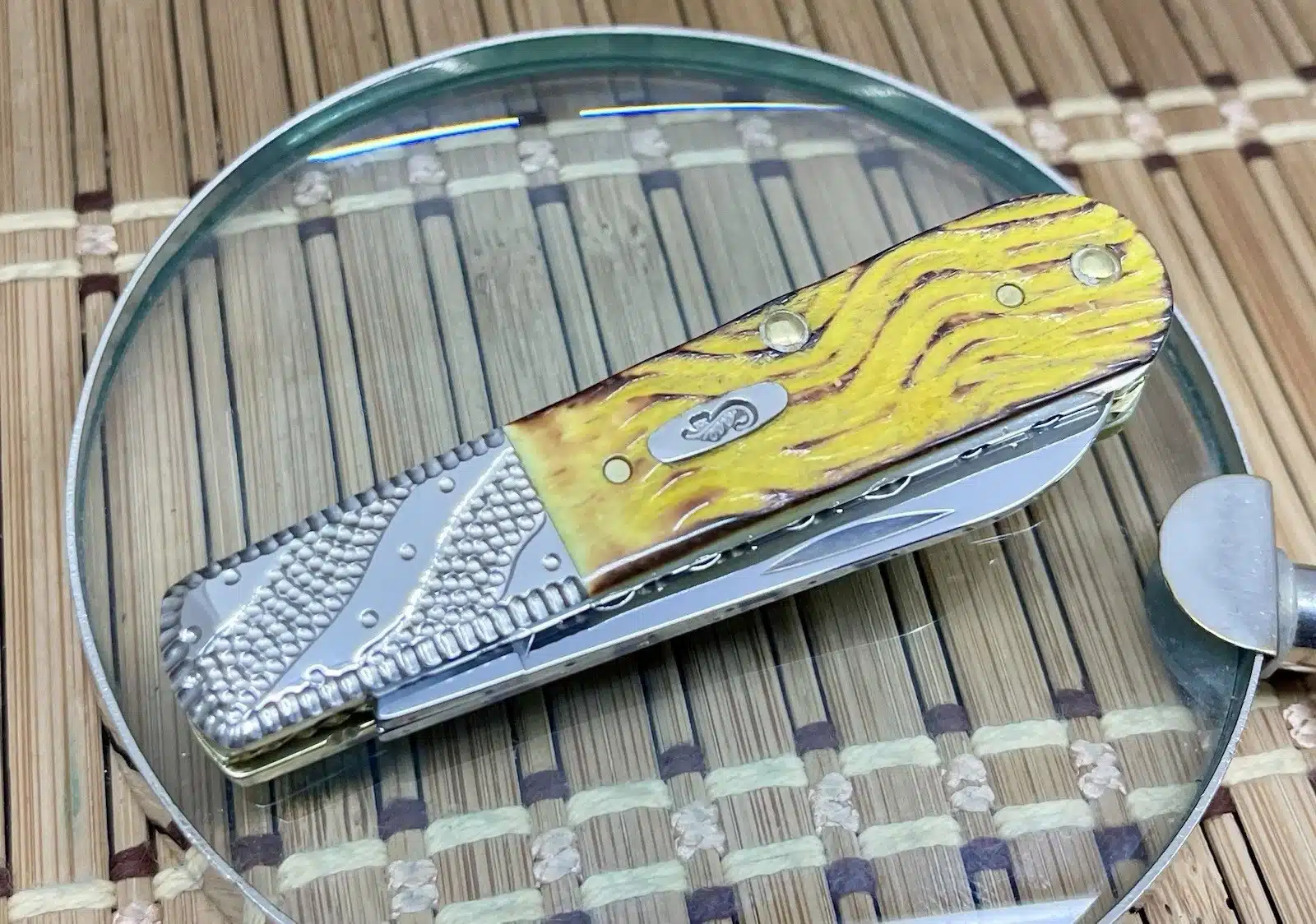 Case XX USA Custom Hand Fired Platts Yellow Bone Barlow Pocket Knife #03 - Image 4