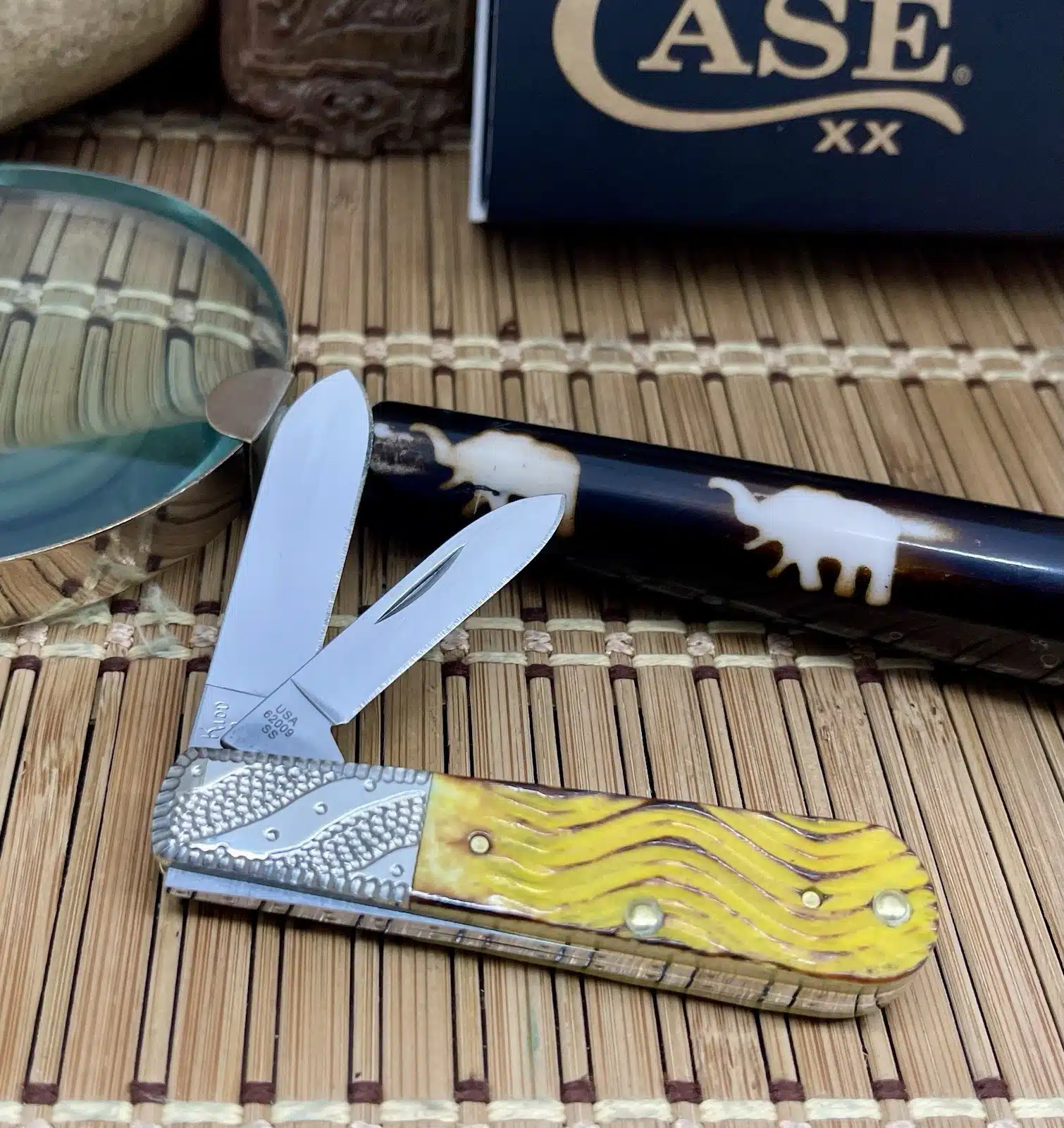 Case XX USA Custom Hand Fired Platts Yellow Bone Barlow Pocket Knife #03 - Image 3